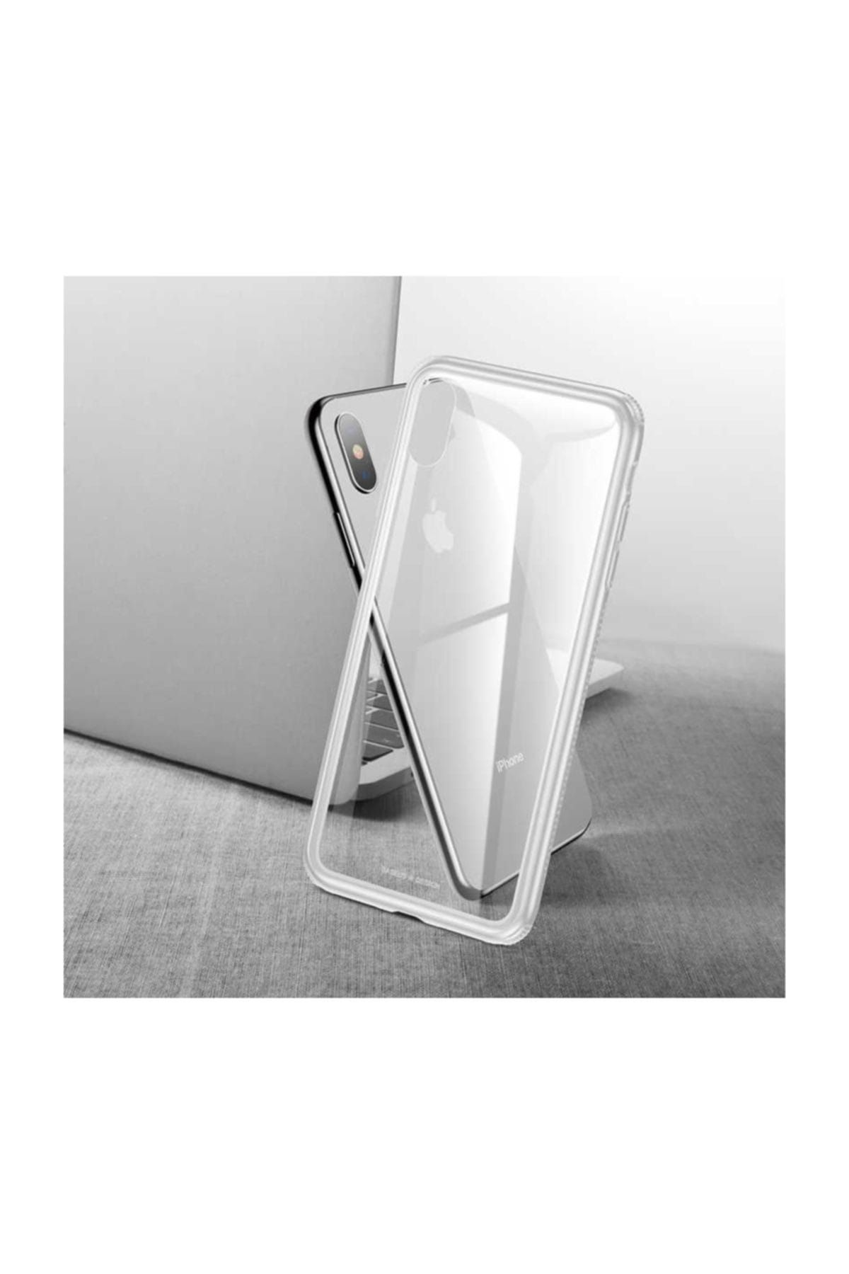 Edelfalke Baseus See-Through Glass Apple iPhone XS 5,8 Kılıf-Beyaz