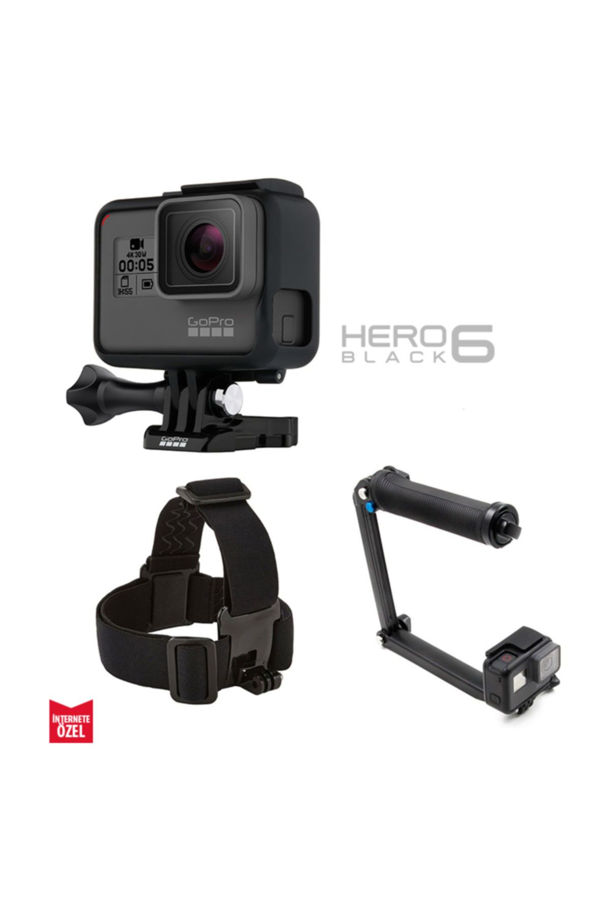 GoPro HERO6 Black - Telesin 3 Way - Telesin Kafa Bandı