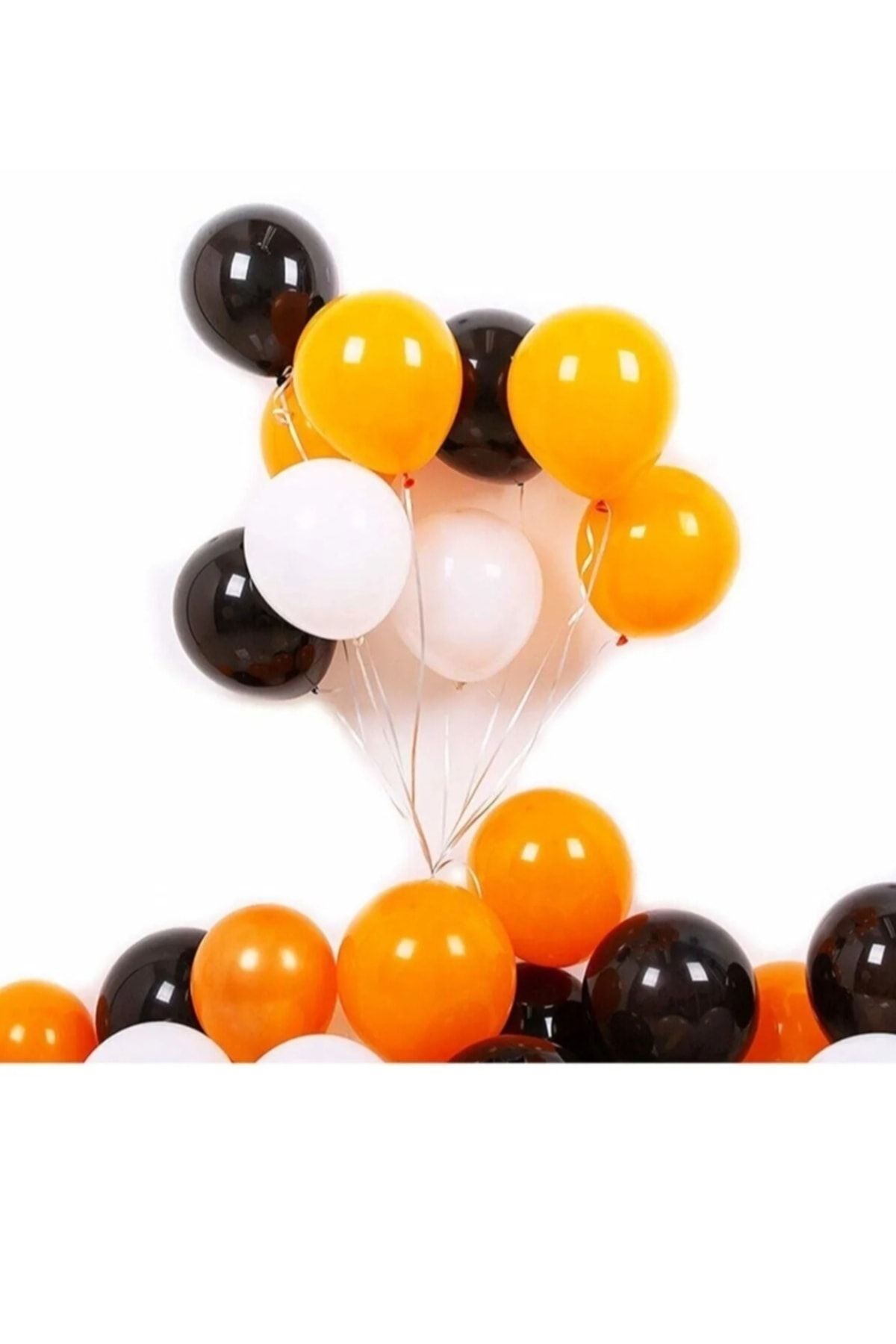 Genel Markalar Turuncu Siyah Beyaz Latex Balon Inşaat Makineleri Temalı 50 Adet