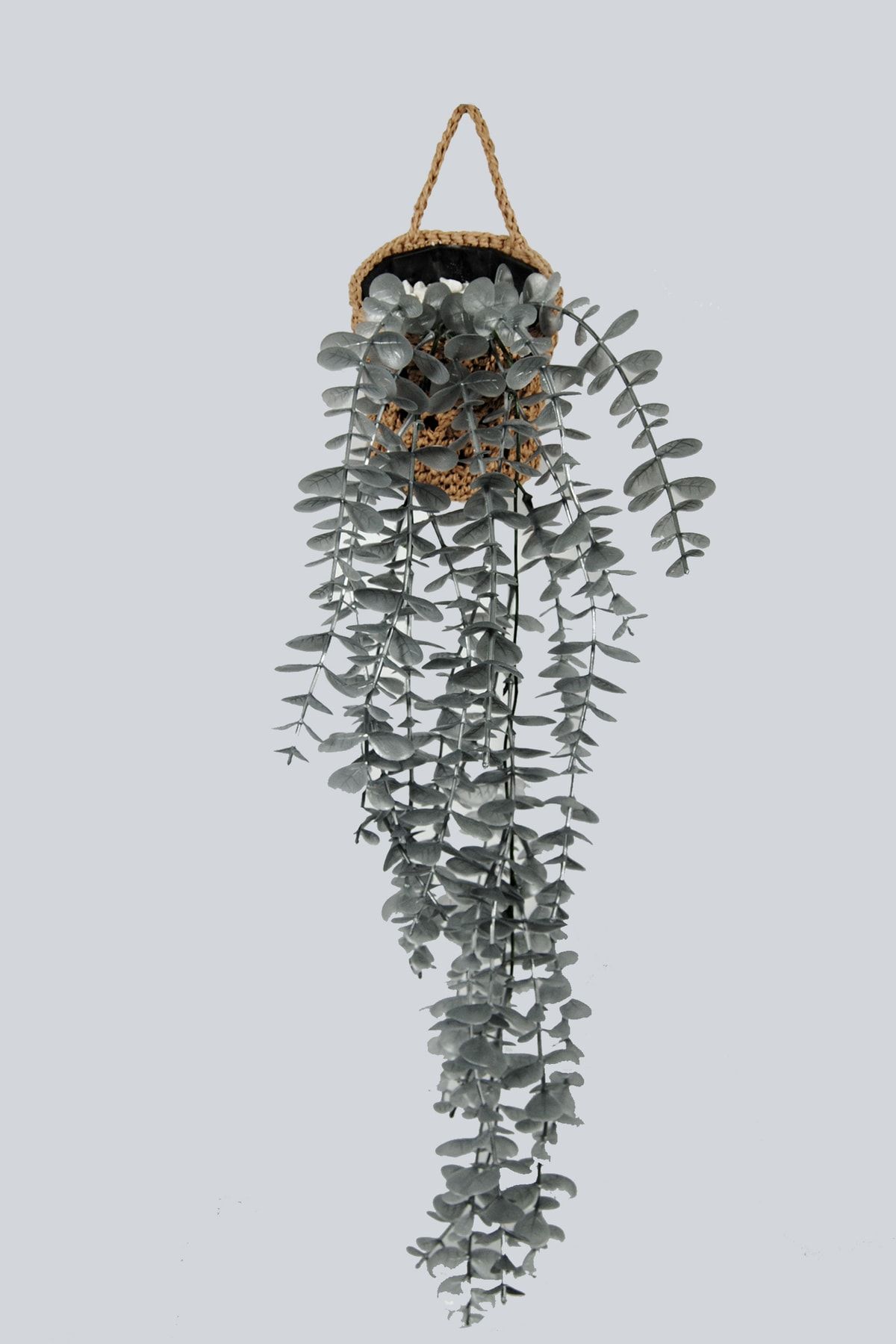 Lilac Home Yapay Çiçek Handmade Asılabilir Sepet Detaylı Gümüş Okaliptus Sarkıtı