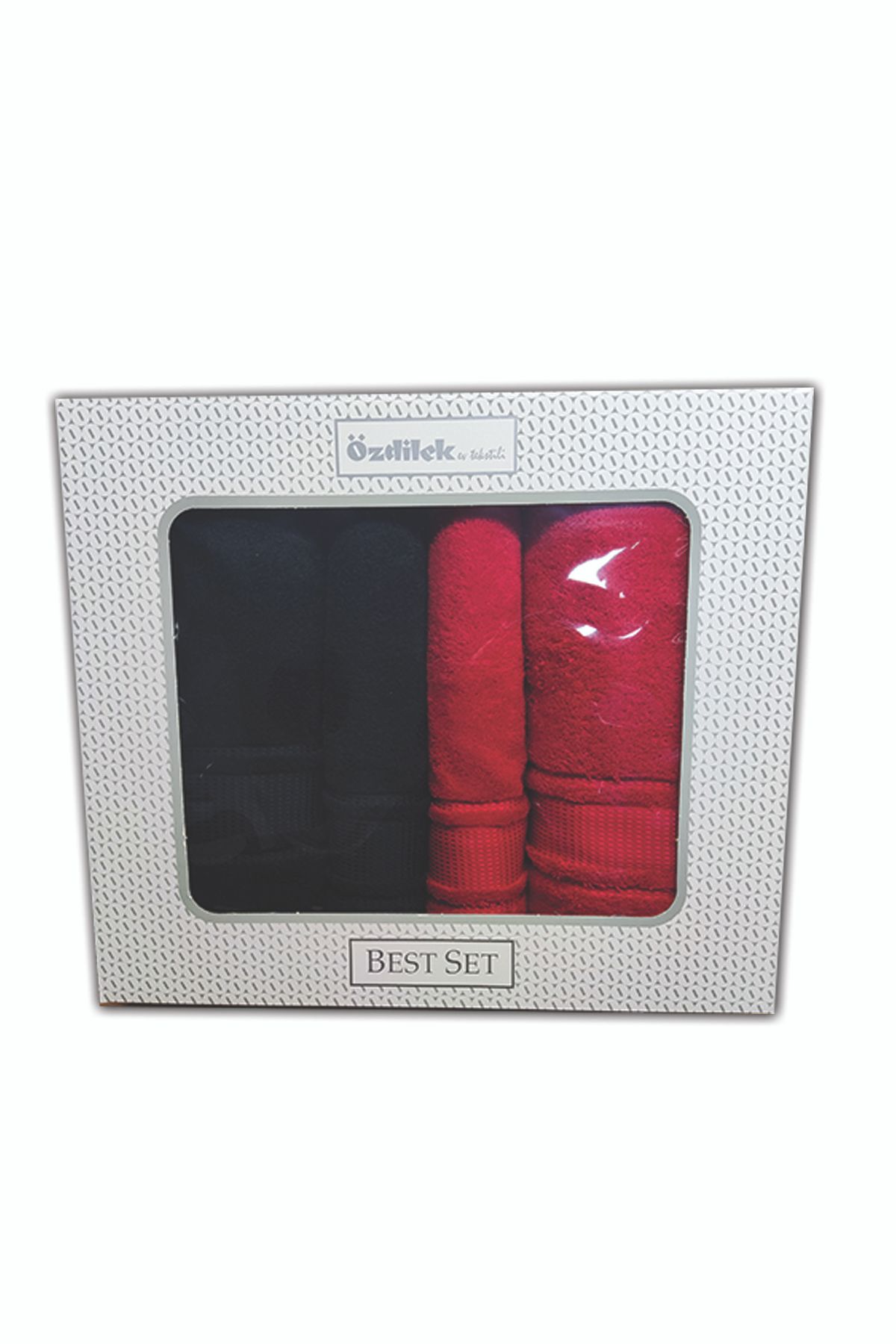 Özdilek Colourist Best Set Hamam Takımı Siyah Kırmızı