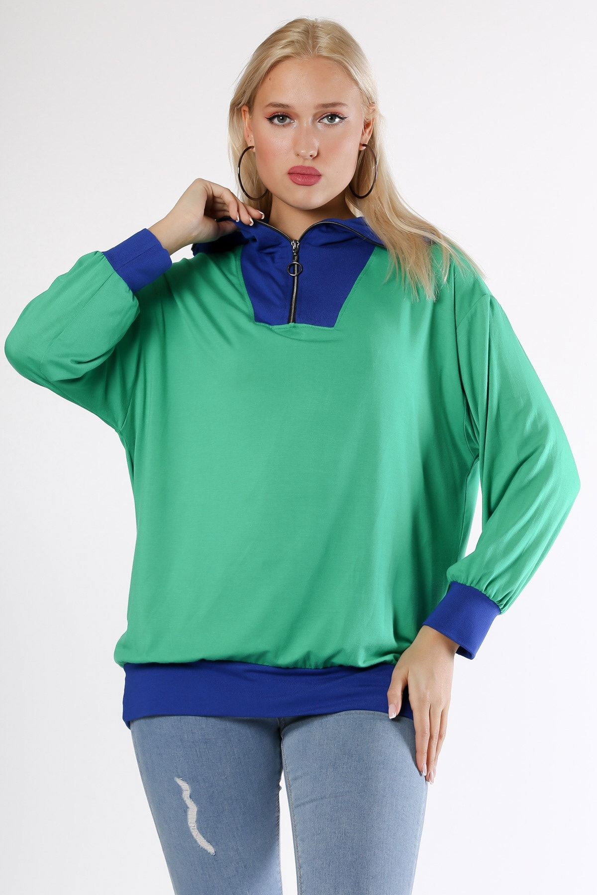 Chiccy Yeşil Fermuarlı Yaka Uzun Kol Örme Sweatshirt