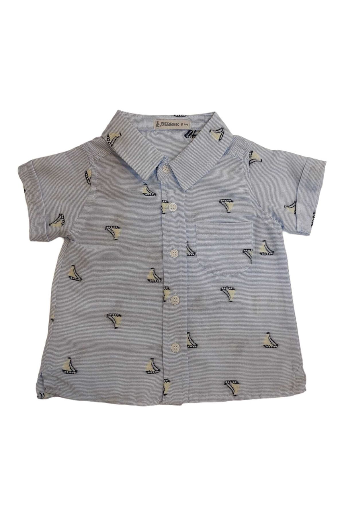 Bebbek Denizci Temalı Kısakol Erkek Çocuk Gömlek
