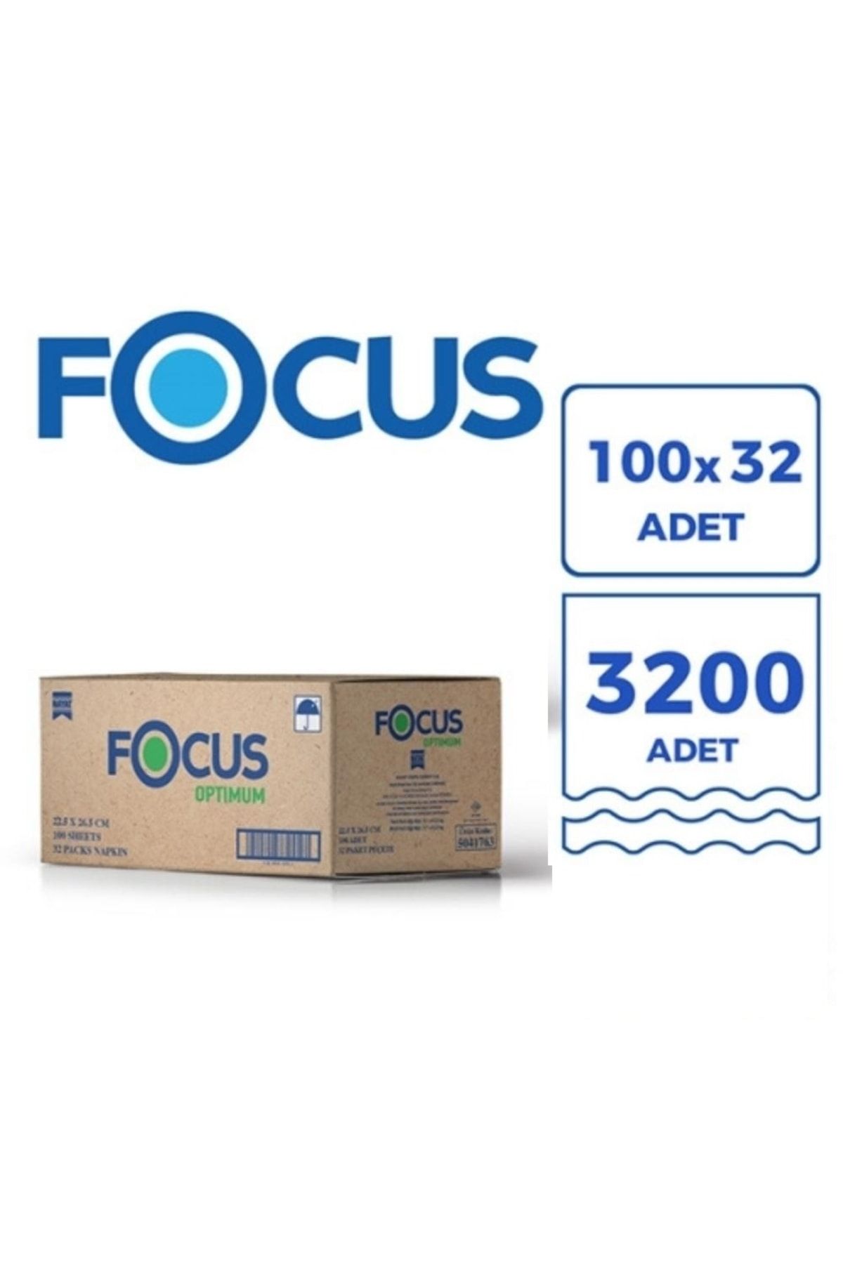Focus Optimum Peçete 22.5 x 26.5 cm 100'lü 32 Paket 3200'lü