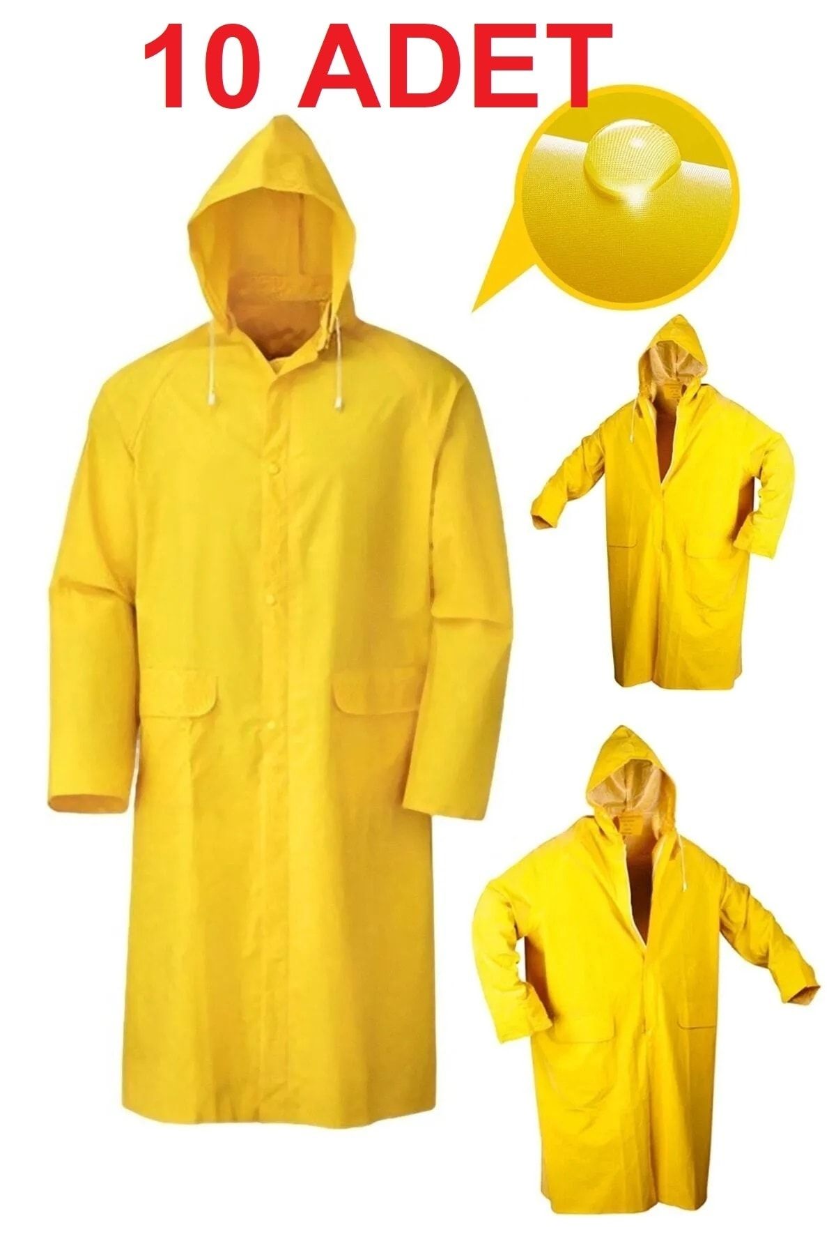 Toptancı Amca Yağmurluk Pvc Kaliteli Kapşonlu Sarı Xxl Beden (normal) 10 Adet