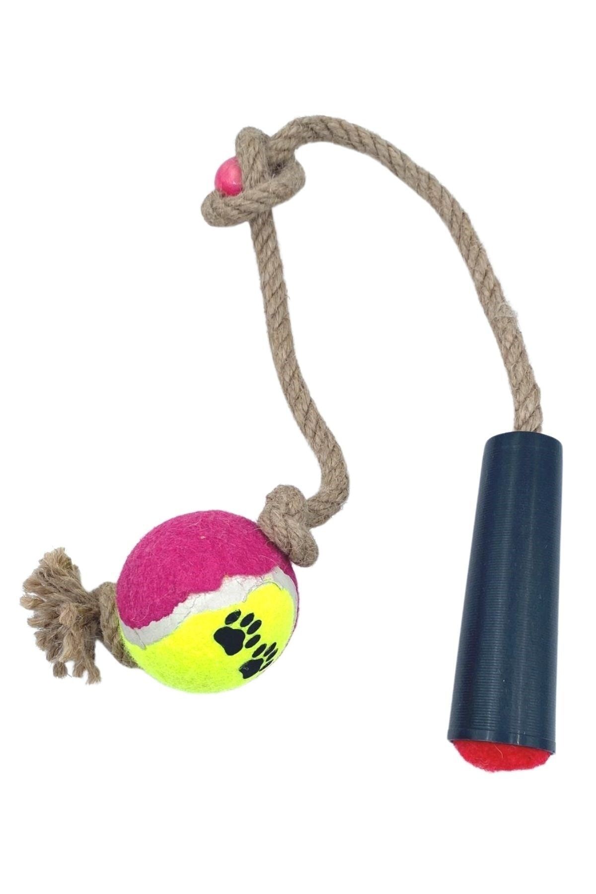 Buffer ® Tenis Toplu Diş Halatı Diş Kaşıma Köpek Oyuncağı Tenis Toplu Halat Çekme 2 Kişilik Oyun