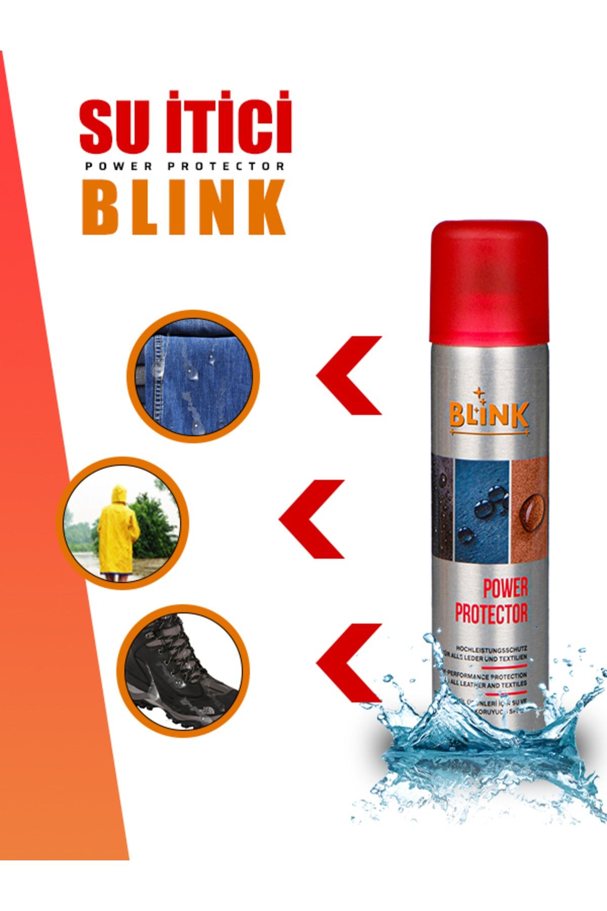 Blink Su Itici Su Geçirmezlik Ve Yağmur Kaydırıcı Önleyici Sprey Power Protector 250ml