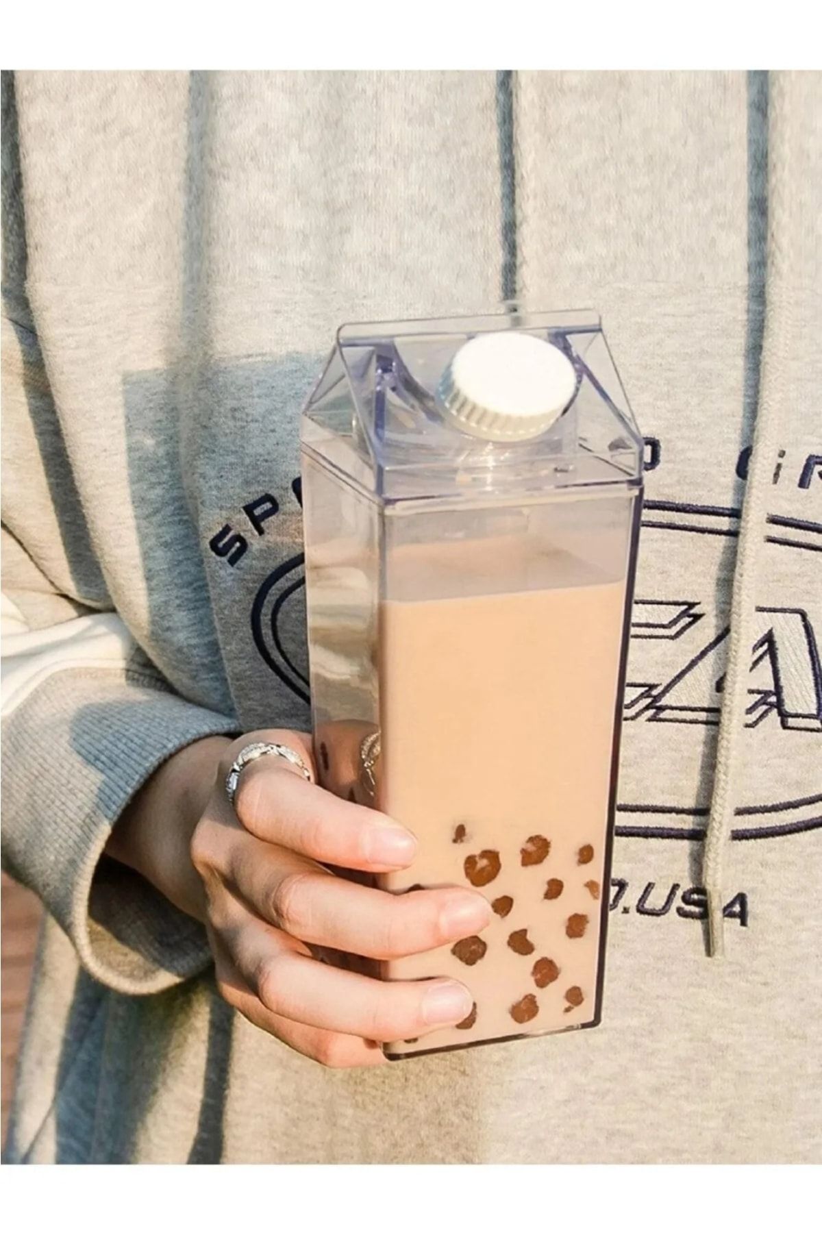 Dream Plus Süt Kutu Tasarımlı Su Kahve Içecek Şişesi 500ml| Cam Değildir | Kahve Ve Sunum Bardağı -1 Adet