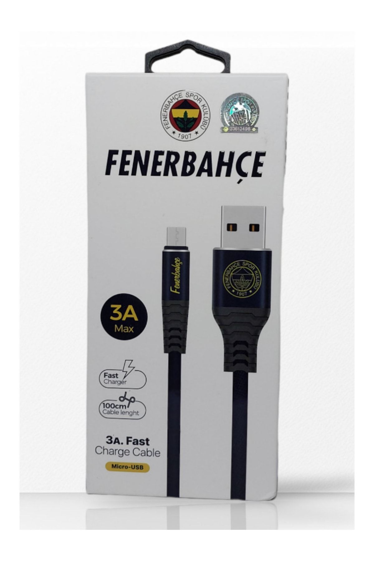 Fenerbahçe Lisanslı Micro Usb 3a Şarj Kablosu 1 Metre Hızlı Şarj Destekli