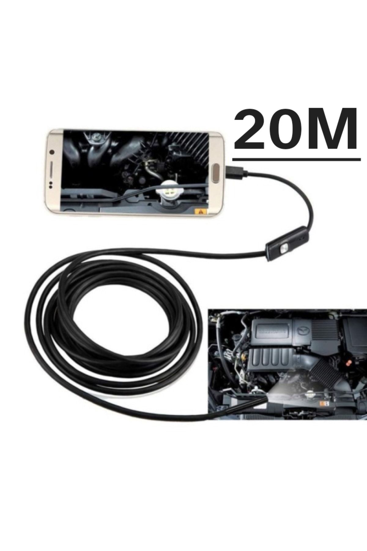 yoosee Usb Led Işıklı Tel Yılan 1080p Full Hd Endoskop Su Geçirmez Kamera 20 Mt