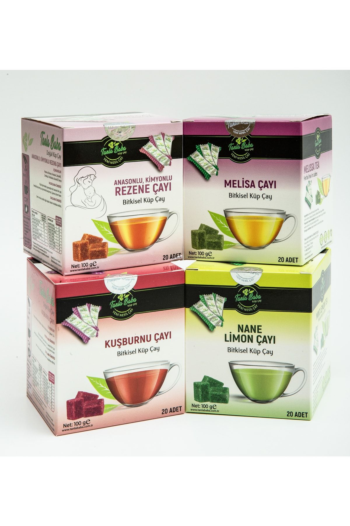 TanlaBaba Rahatlama Paketi Küp Çay 4'li Paket(MASKE HEDİYELİ) Rezene Kuşburnu Nane Limon Melisa Bitki Çayları