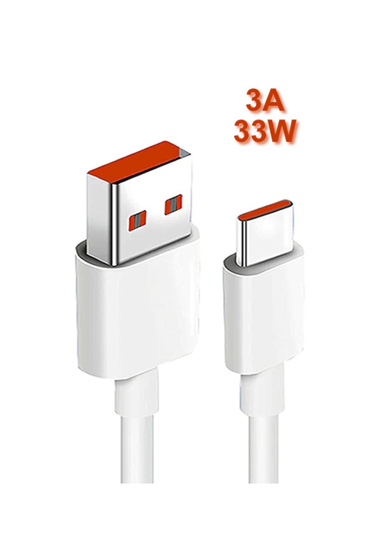 Xiaomi Type-c Şarj Ve Data Kablosu 3a 33w 1 Metre Beyaz Turuncu Kablo