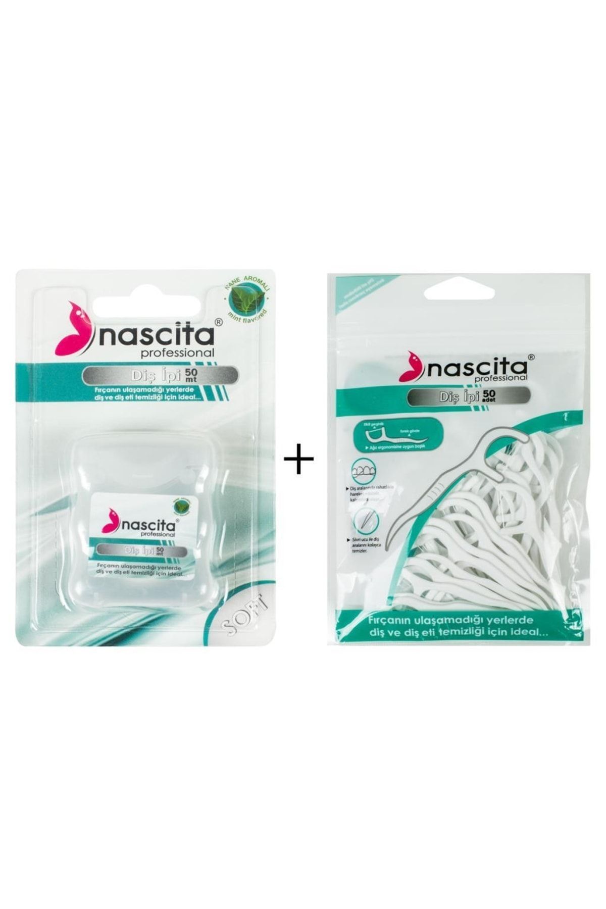 Nascita 50lik Nane Aromalı Kürdanlı Diş Ipi + Nasc