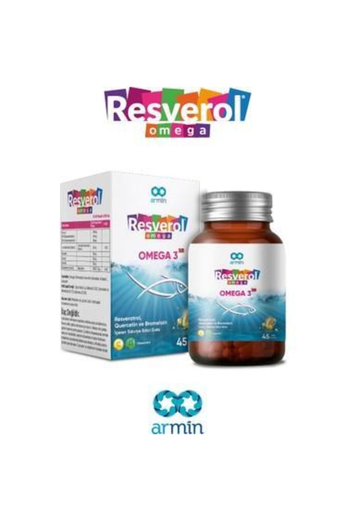 Resverol Omega 3, Resveratrol, Quercetin Ve Bromelain 45 Soft Kapsül