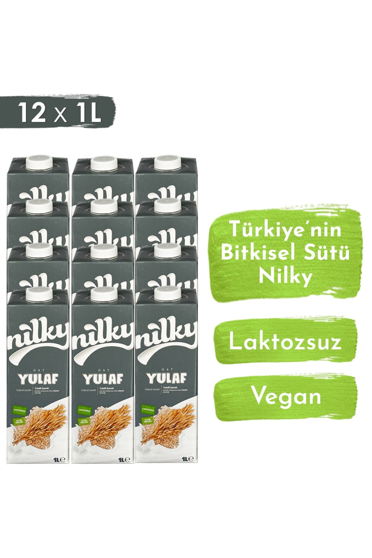 NİLKY Yulaf Sütü Bitkisel Bazlı Laktosuz Vegan 12x1 Lt