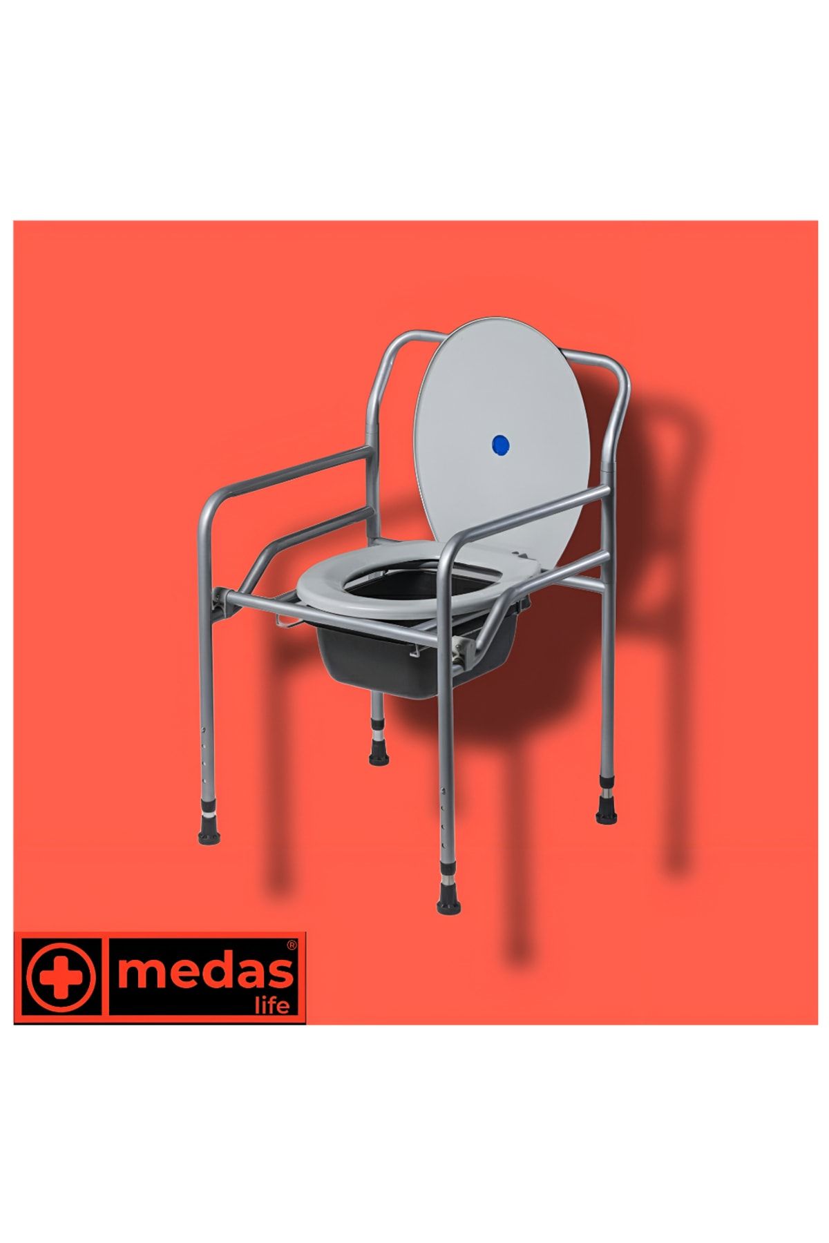 MEDAS LİFE Seyyar Katlanabilir Hasta&yaşlı Tuvalet Sandalyesi Klozetli