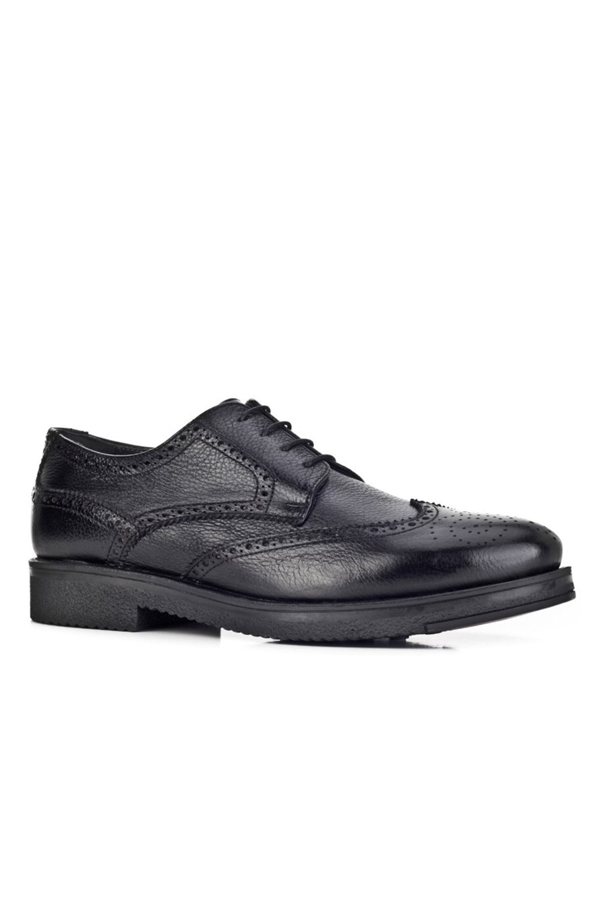Cabani Hakiki Deri Siyah Bağcıklı Oxford Erkek Günlük Ayakkabı