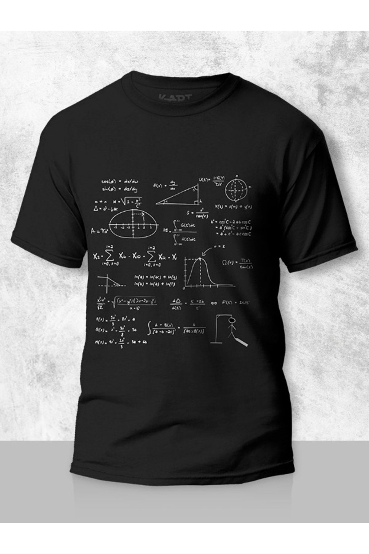 Tişört Baskı Baskılı Tişört, Matematik Formül Tasarımlı Unisex Kişiye Özel Tişört Siyah