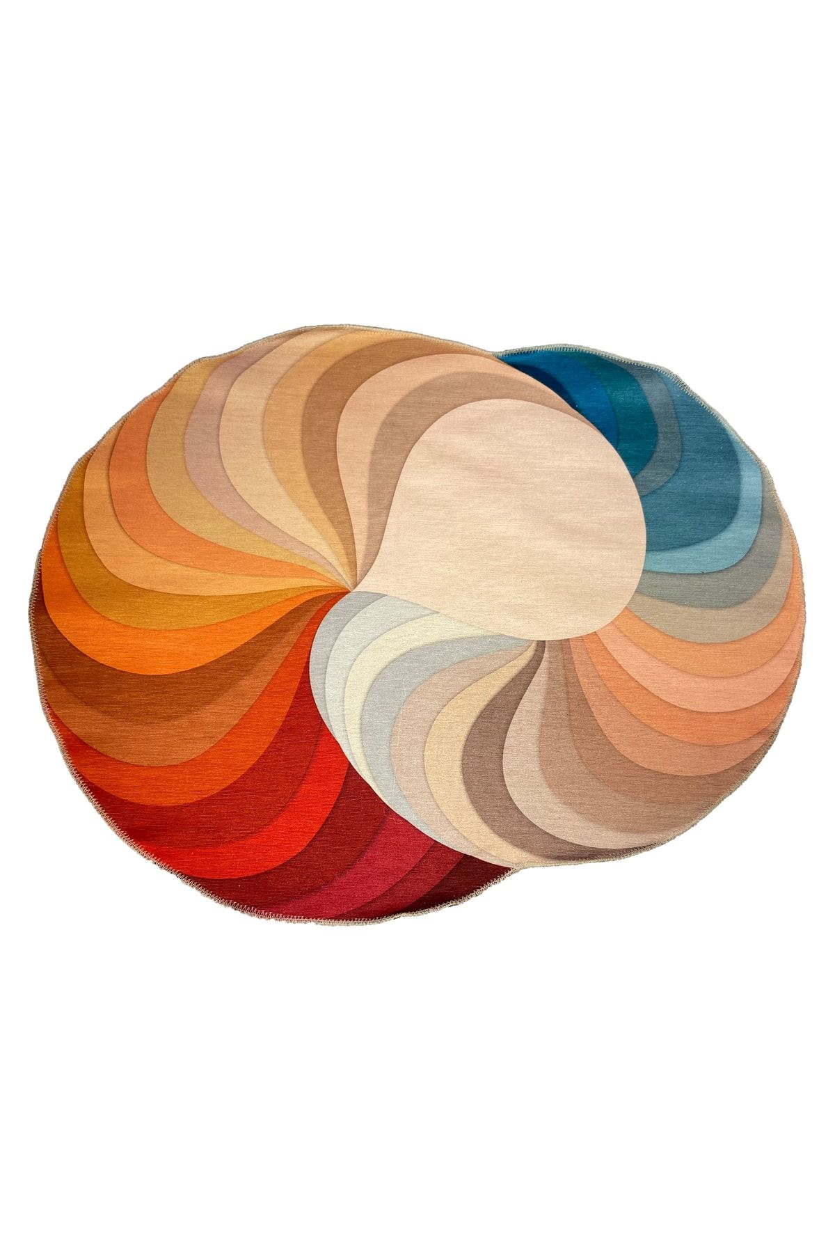 RUGSMODERN Mira 802 Renkli Soyut Desen Dekoratif Kaymaz Taban Çap Yıkanabilir Halı
