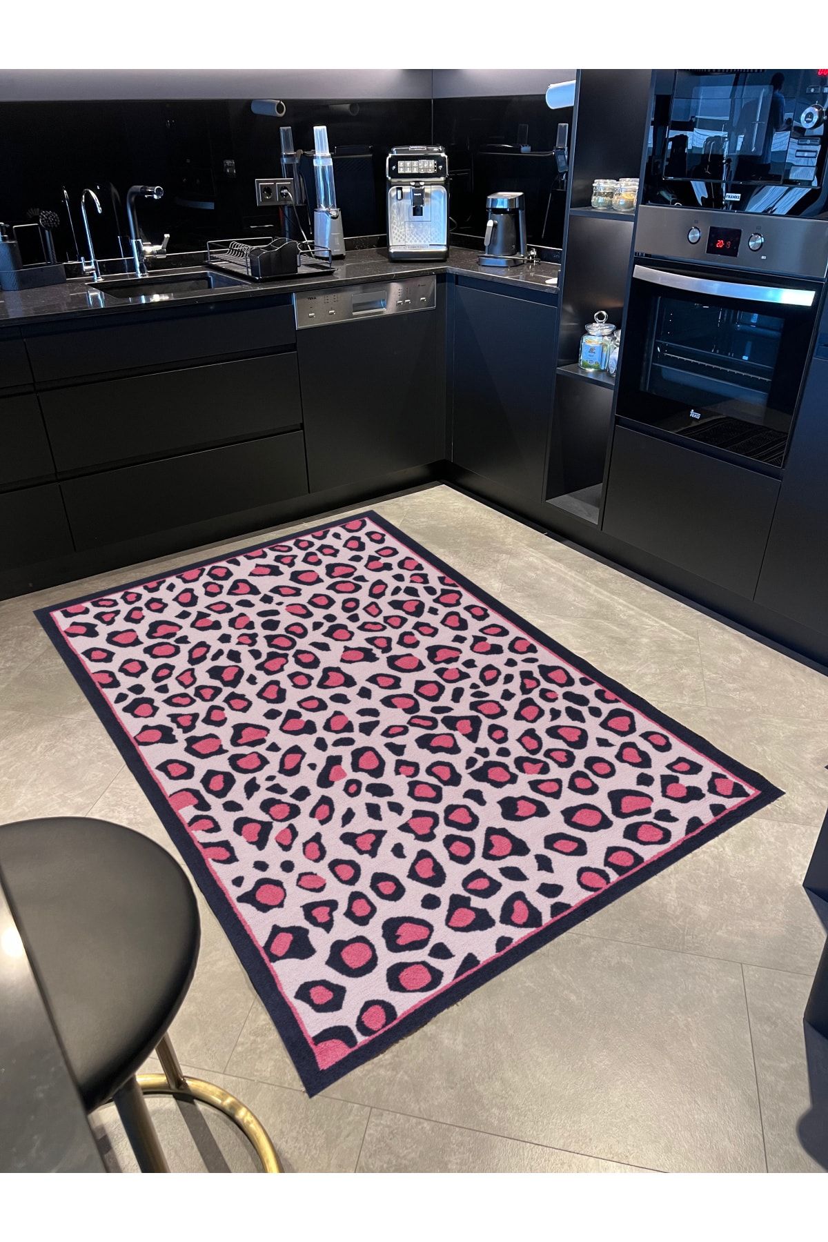 Rugs Modern Halı Mira 1044 Pembe Leopar Desenli Dokuma Taban Halı