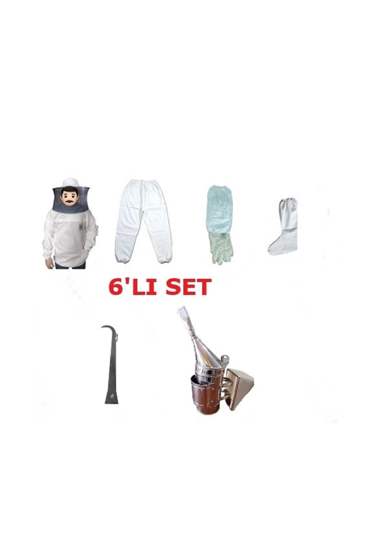 Ak Arıcılık 6li Set (normal Maske, Pantolon, Eldiven, Arıcı Çorabı.el Demiri Ve Ilaç Körük)