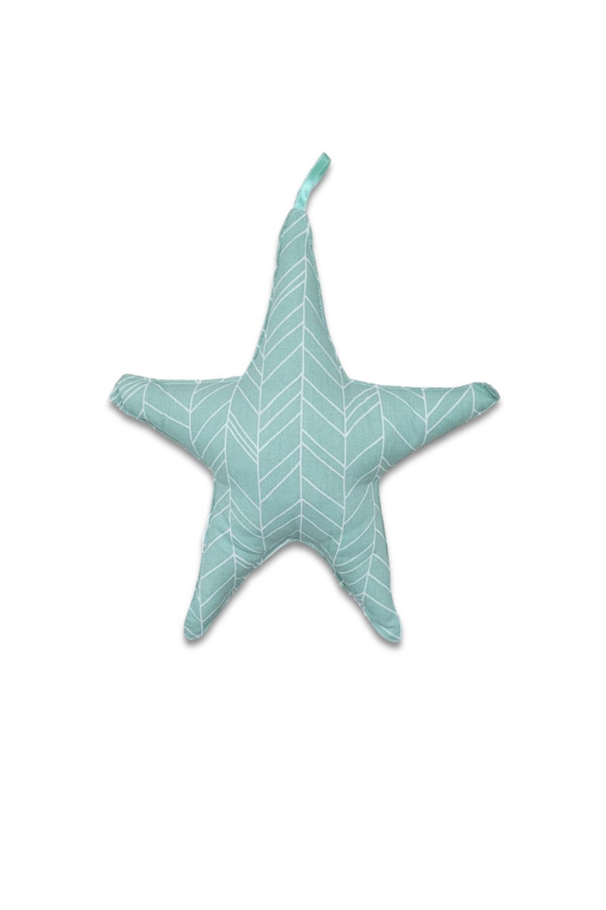 Alpar Tekstil Dekoratif Yıldız Bebek/çocuk Odası Yastığı - Çizgili Mint