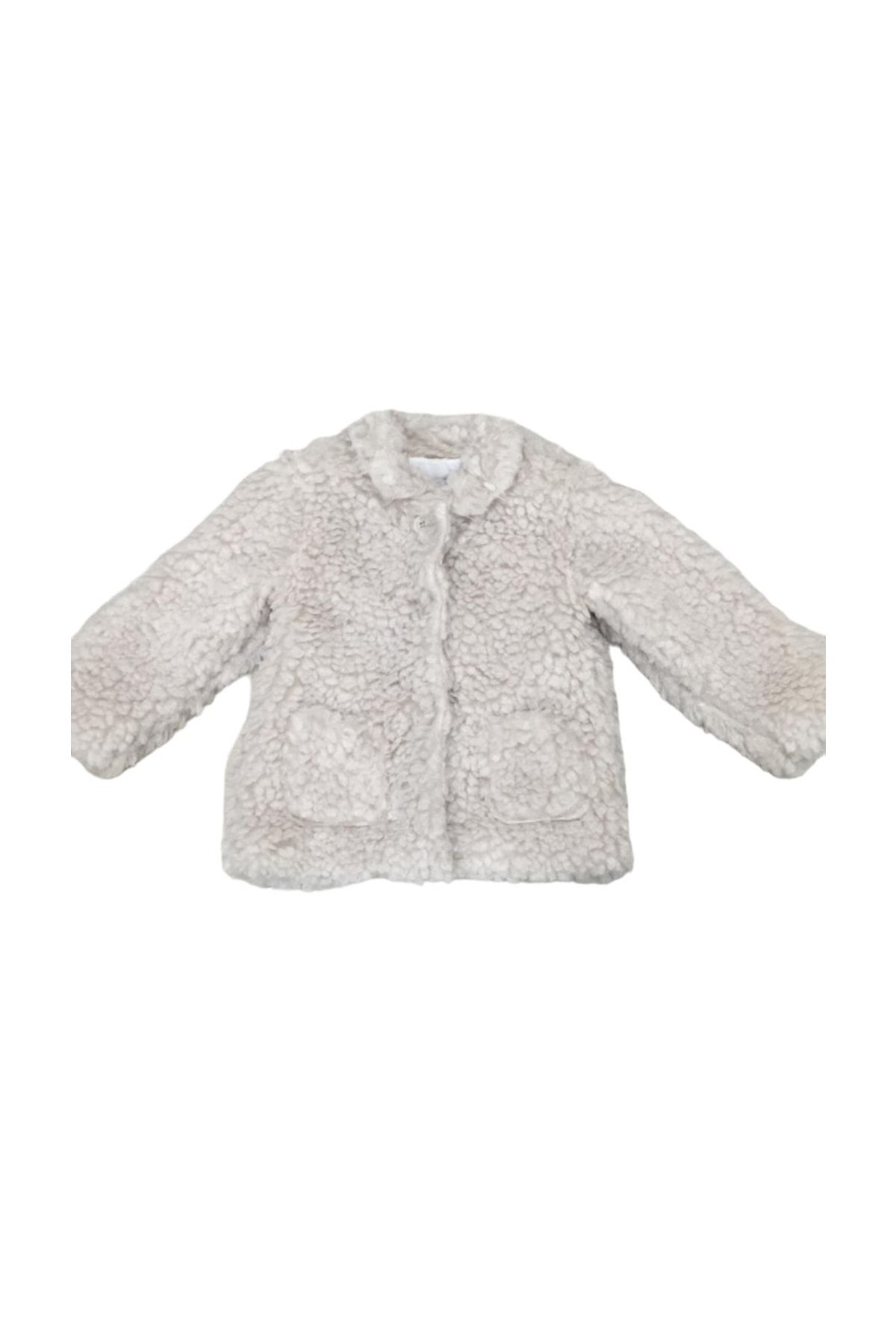 Monna Rosa Kız Bebek Peluş Ceket, Bej Peluş Ceket, 21647