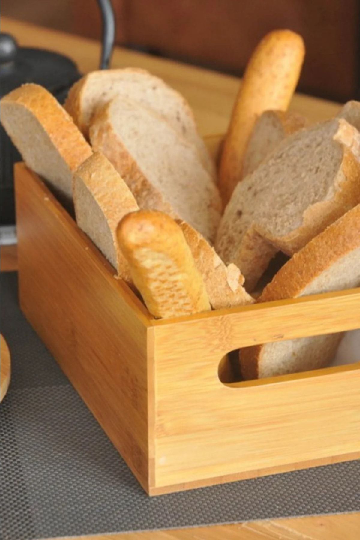 Çavdar Group Bambu Lüx Kulplu Ekmeklik/sandık Yağdanlık Kutusu
