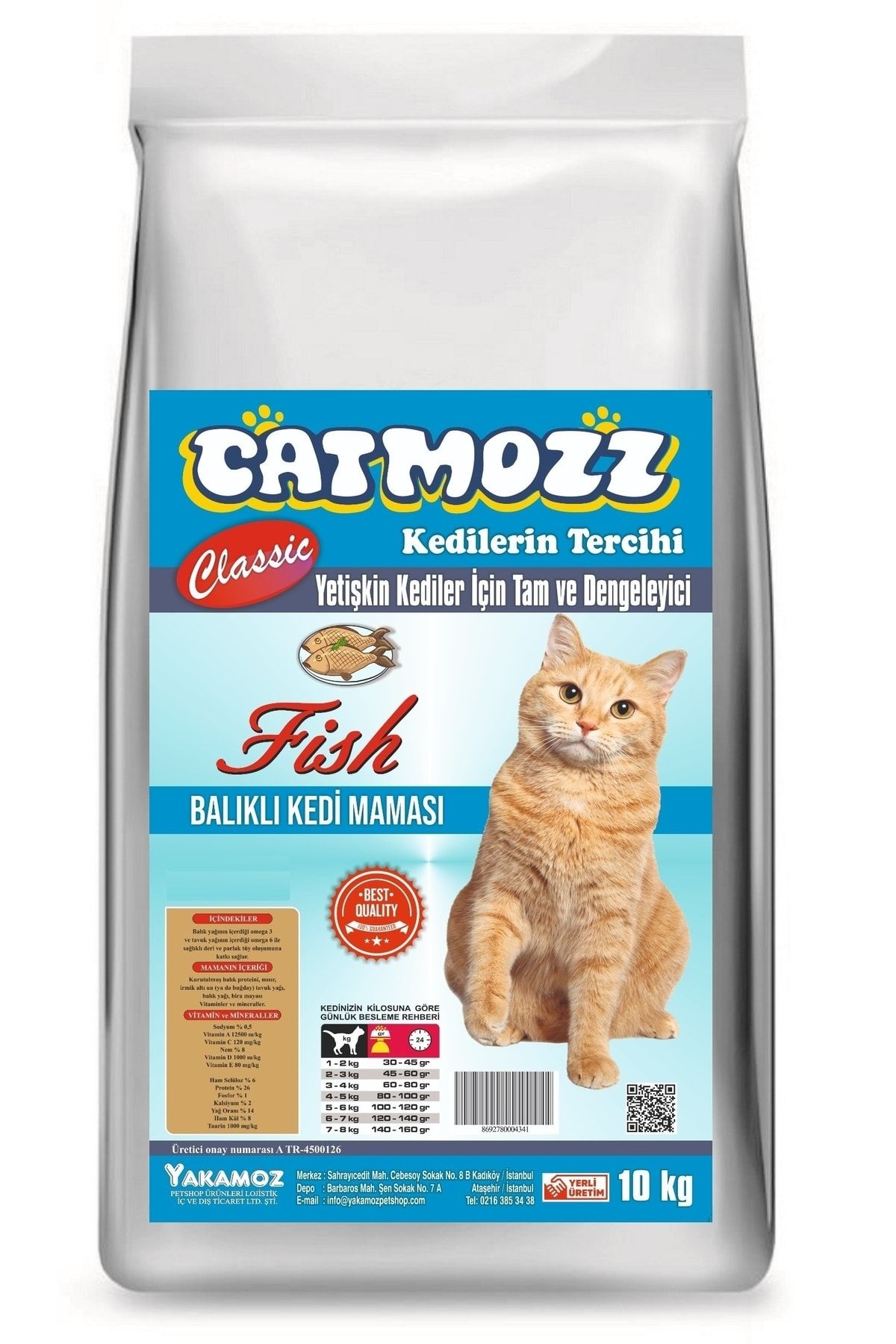 CatMozz Classic Balıklı Yetişkin Kedi Maması 10 Kg