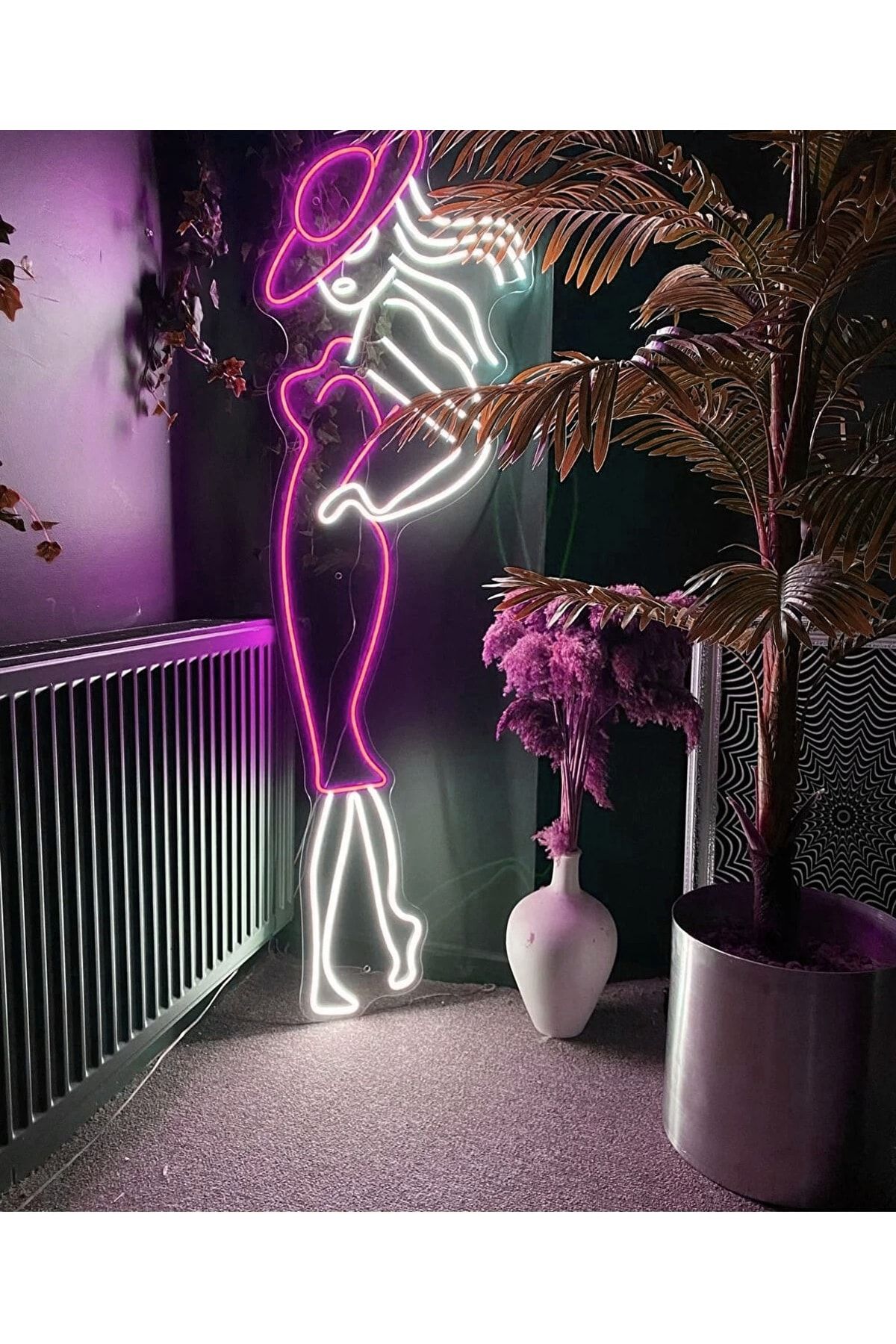 dekoraven Kadın Manken Moda Neon Tabela Dekoratif Aydınlatma(80x40cm)