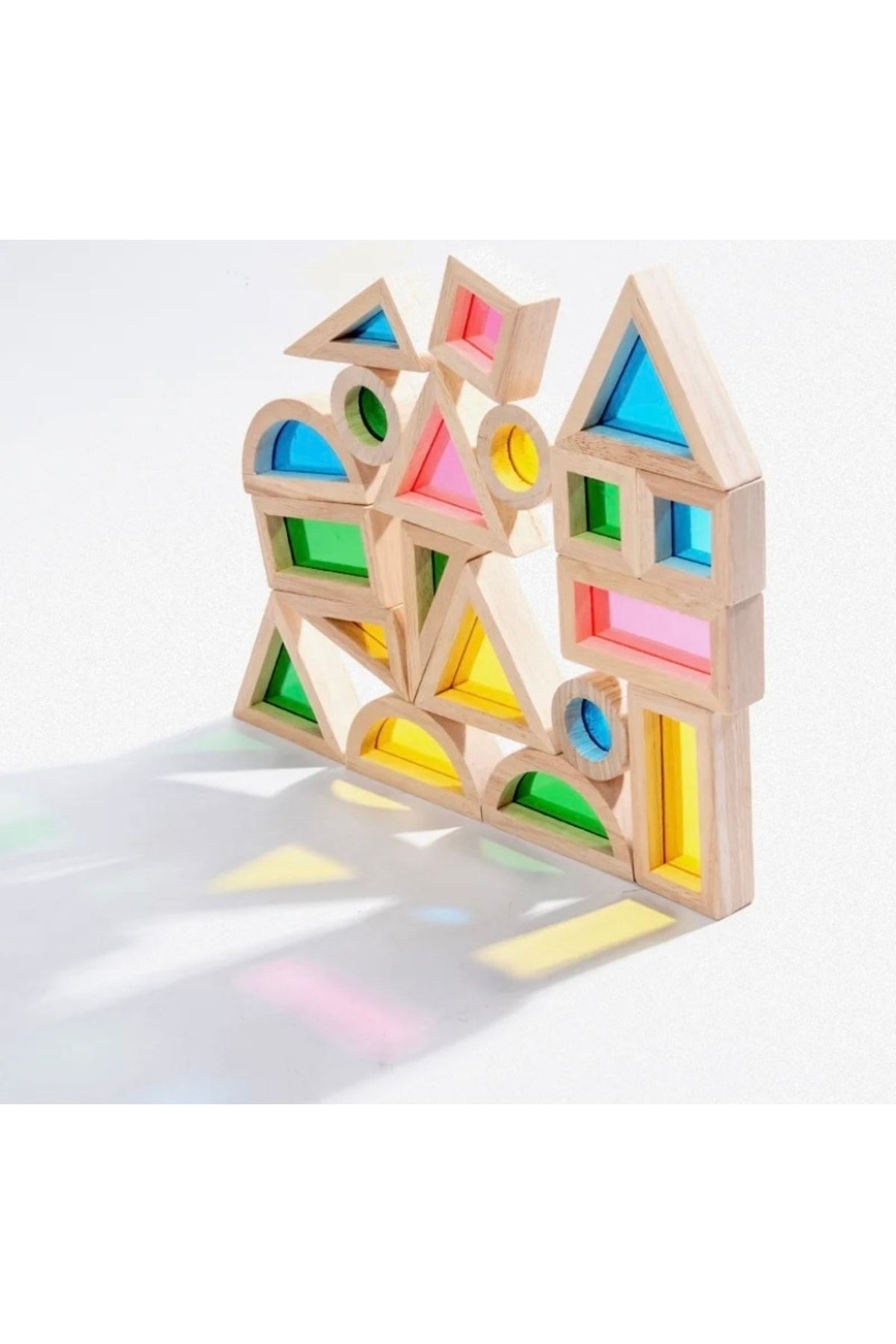 SAMTOYS Ahşap Montessori Gökkuşağı Blokları 24 Parça Rainbow Blocks