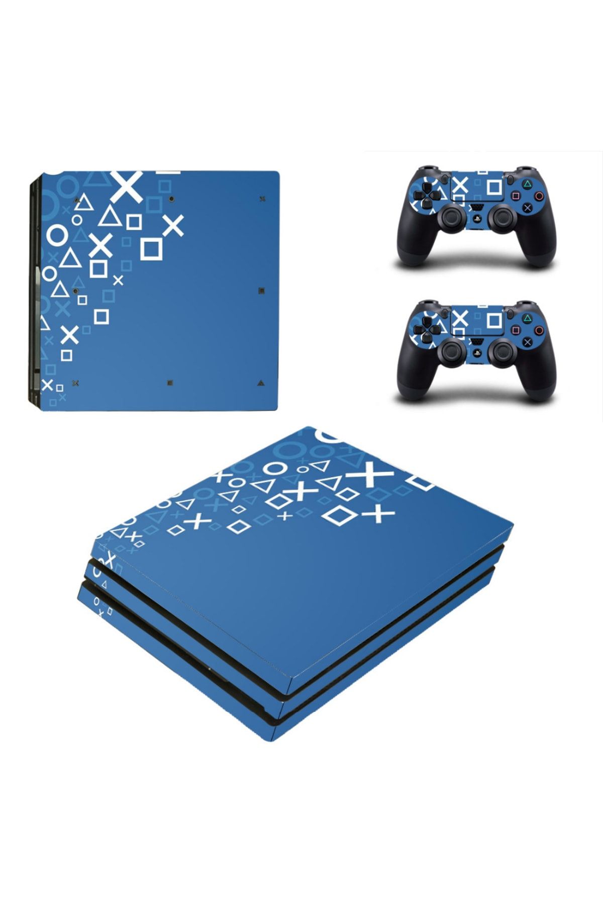 Kt Grup Mavi Arkaplan Beyaz Kol Düğmeleri Playstation 4 Pro Full Sticker Kaplama