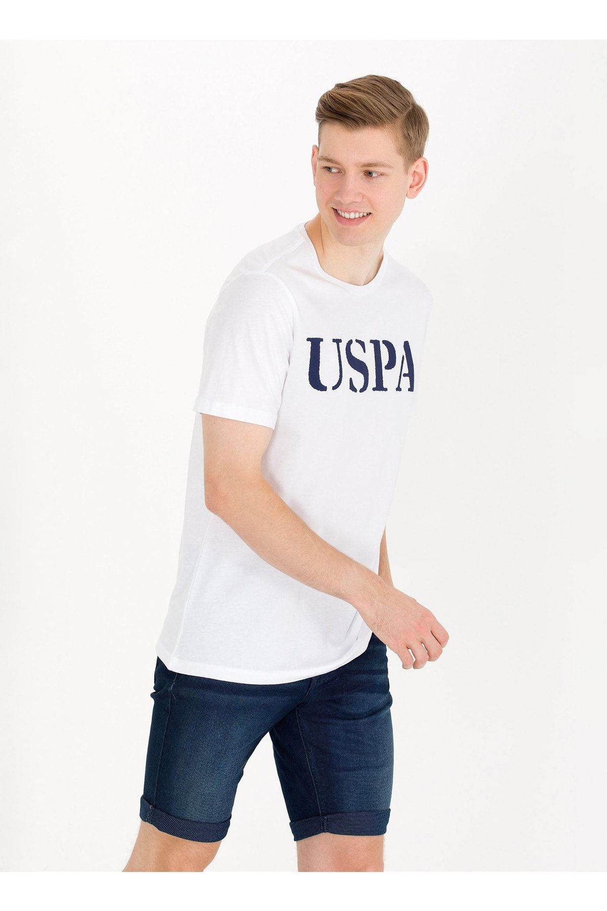 U.S. Polo Assn. Bisiklet Yaka Beyaz Erkek T-shirt Geartıy023