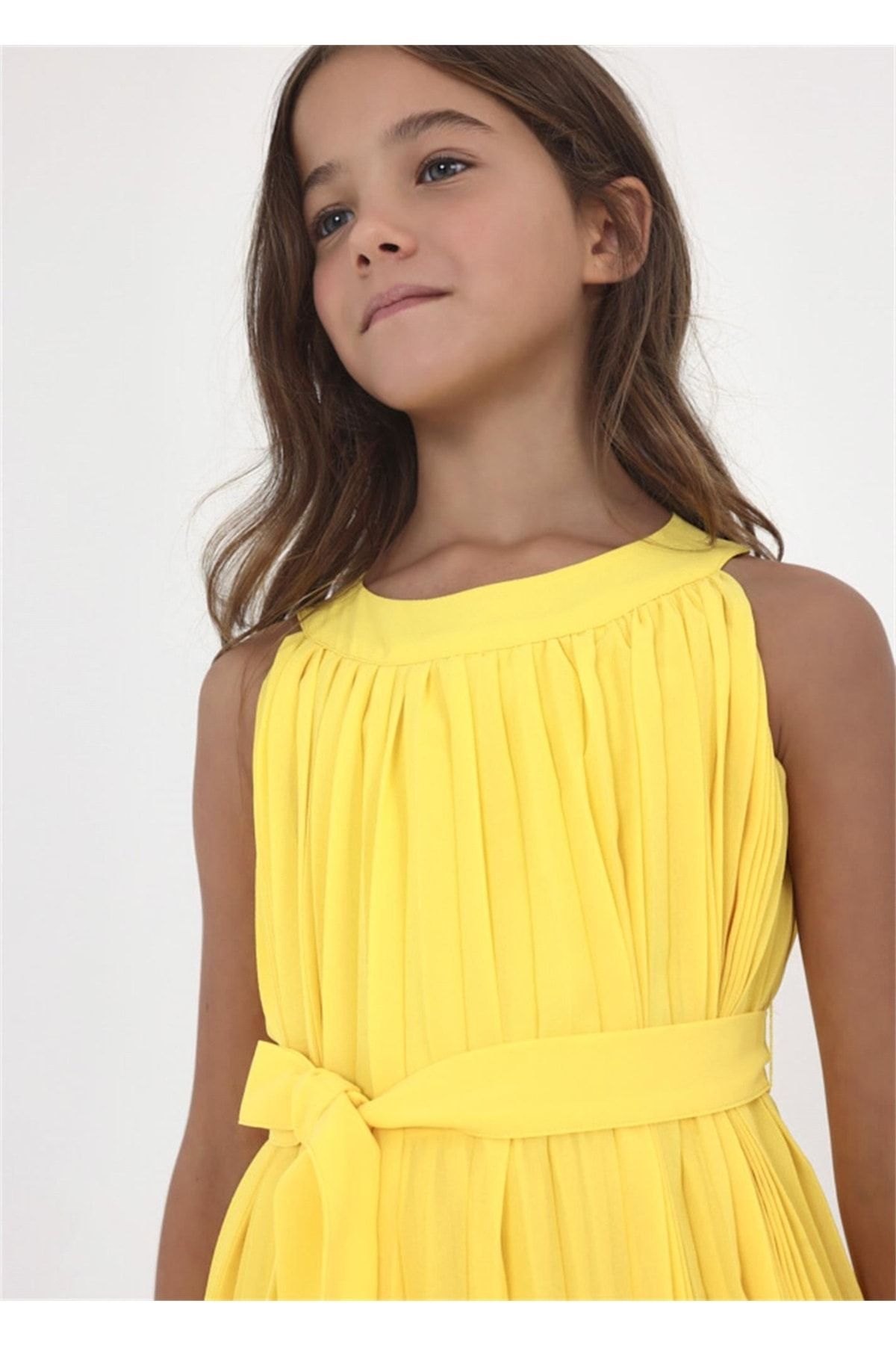 Mayoral Kız Çocuk Şifon Elbise Sarı 6915