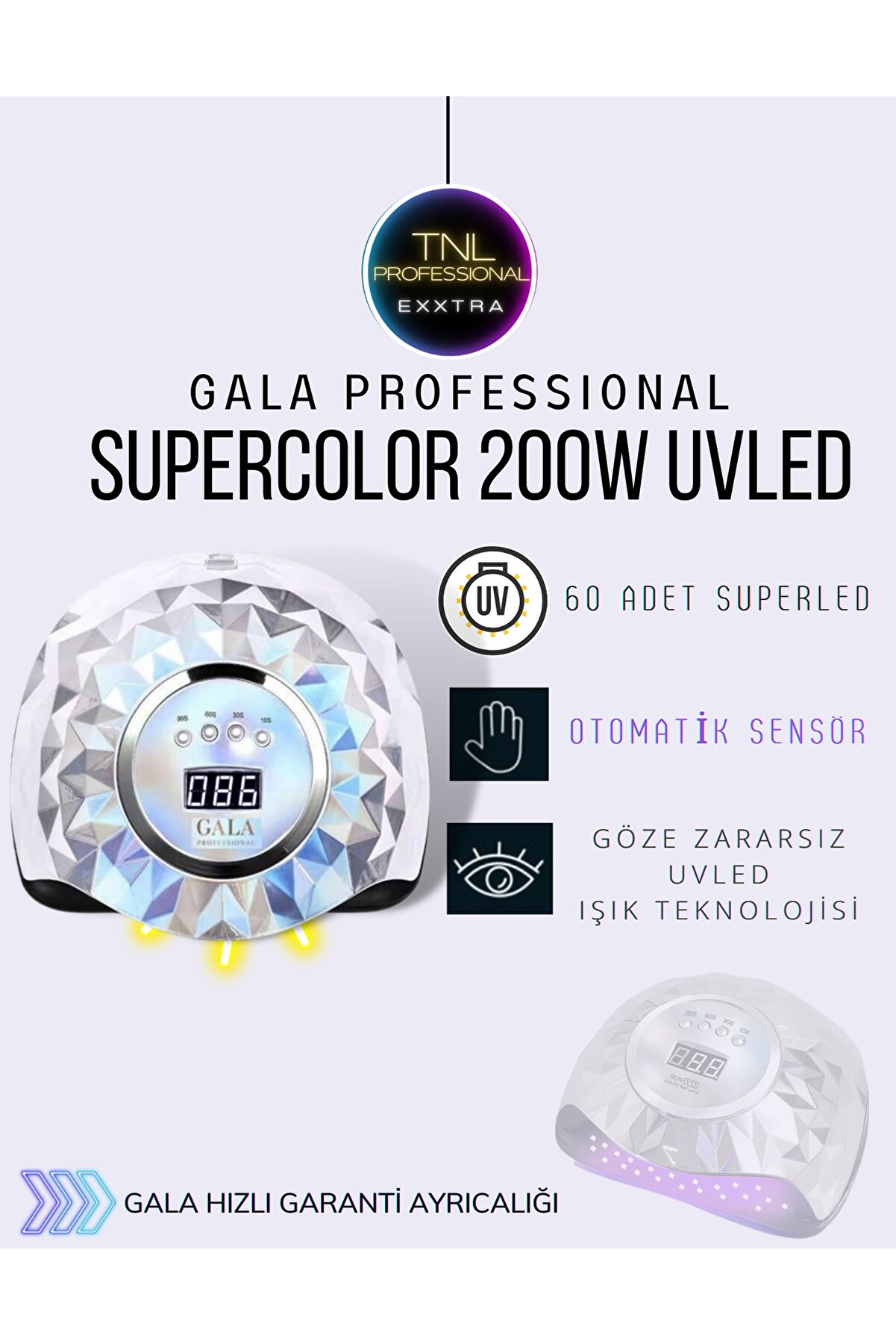 Tnl Exxtra tnl Gala Professional 200 Watt Protez Tırnak Kalıcı Oje Uv/led Kurutucu Gümüş_0