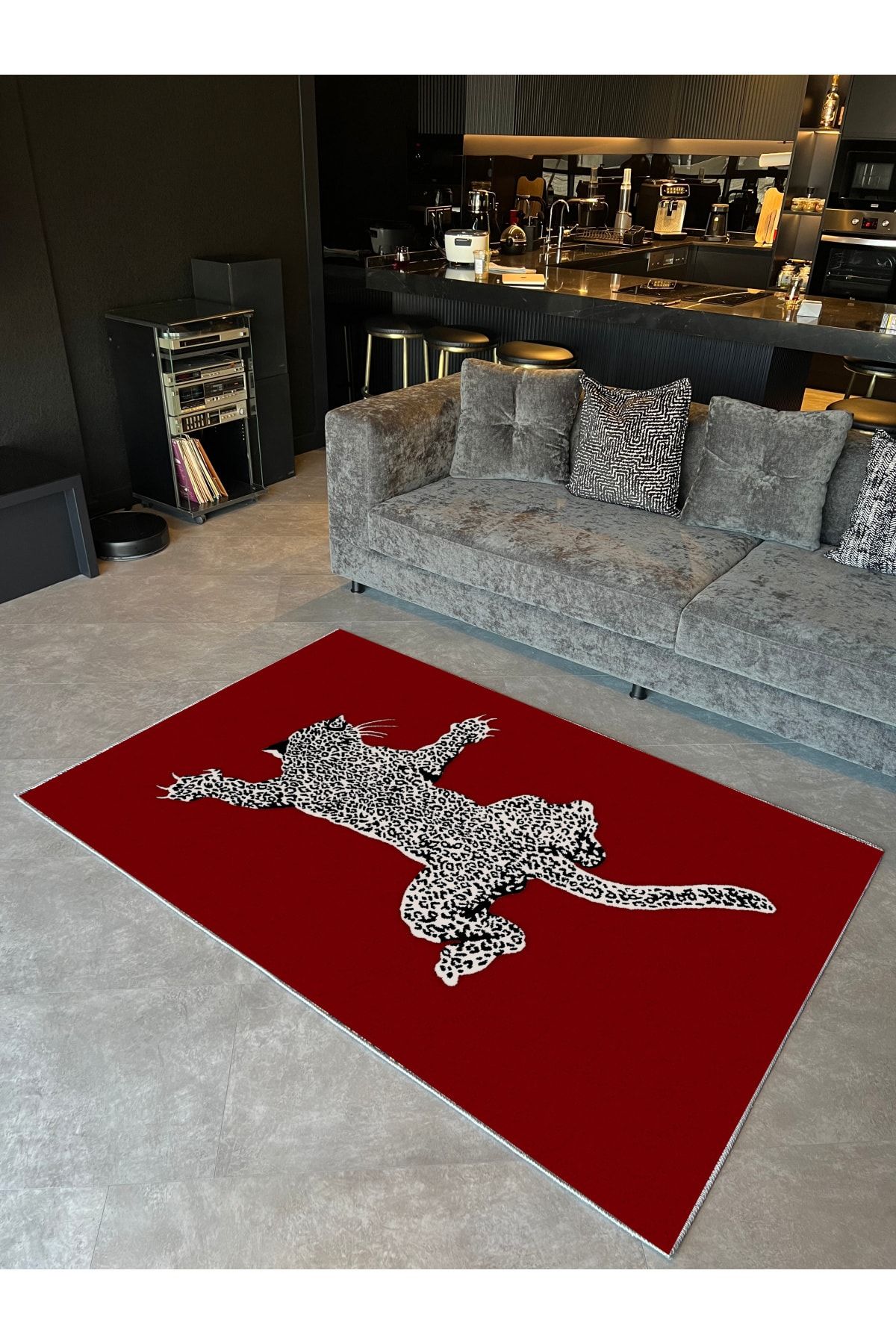 Rugs Modern Halı Mira 1066 Bordo Tema Leopar Dokuma Taban Halı