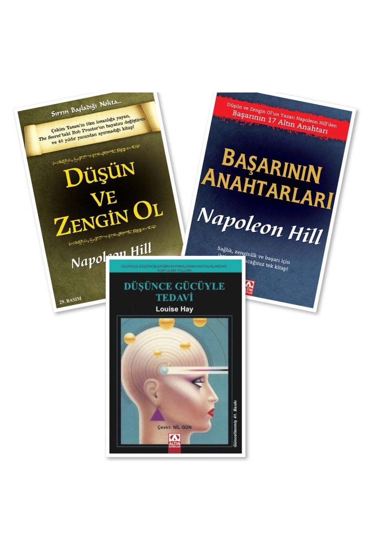 Altın Kitaplar Düşün Ve Zengin Ol - Başarının Anahtarları - Düşünce Gücüyle Tedavi, Napoleon Hill - Louise Hay