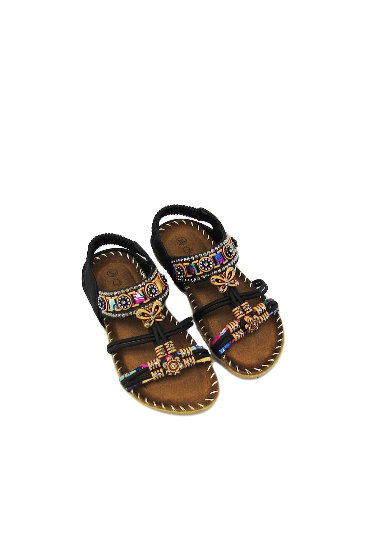 Guja Blg22y154-3 Siyah Kız Çocuk Arkadan Lastikli Taşlı Sandalet