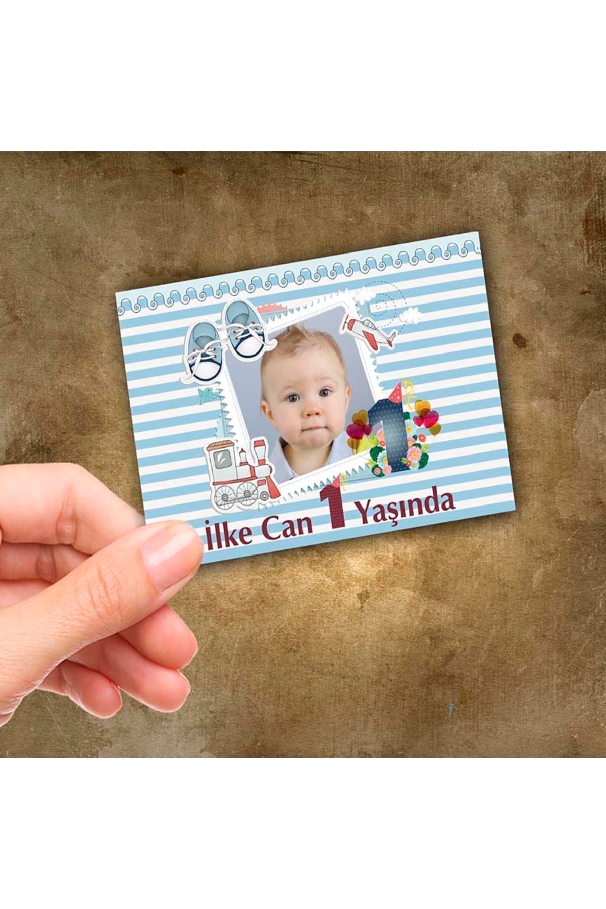 partimira 1 Yaş Doğum Günü Magneti Bebek Magnetleri 10x7 Cm Resimli Bebek Magnet 18 Adet