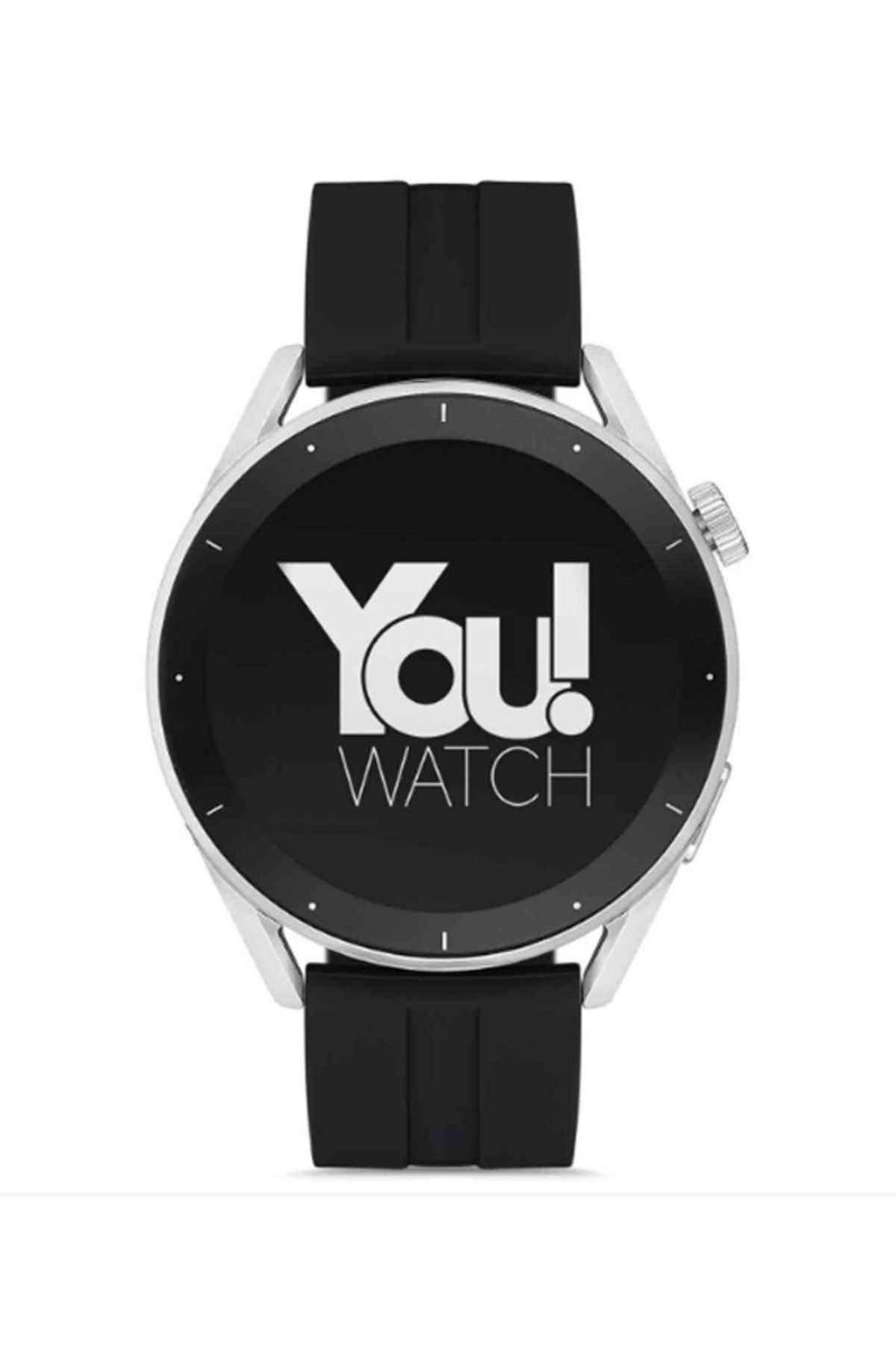 You Watch Youwatch R12-ar120 Gümüş Kasa & Siyah Silikon Kordon Akıllı Saat Ios Ve Android Uyumludur.