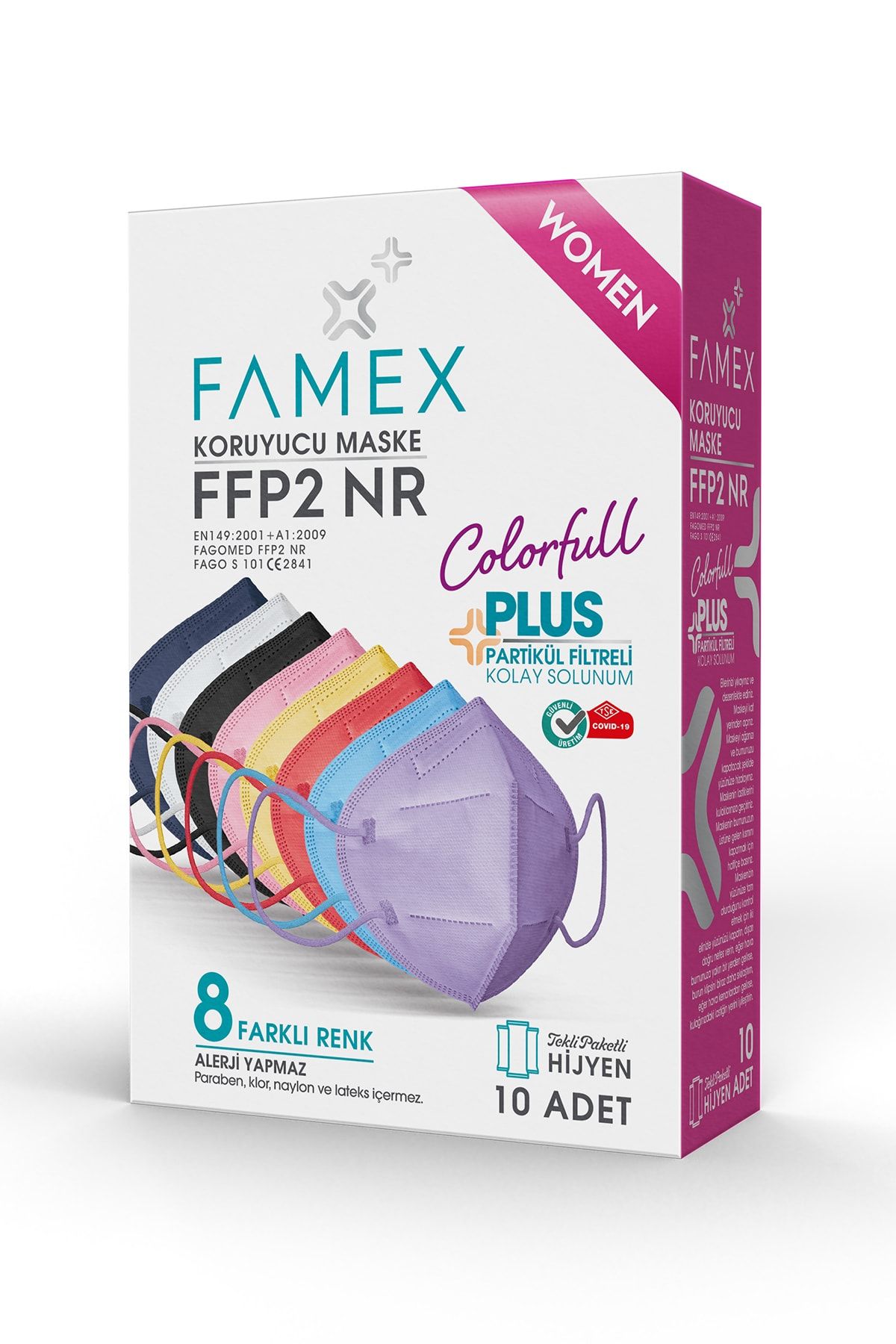 FAMEX N95 Ffp2 Koruyucu Maske Karışık Renkli 10 Adet Tekli Paket Duck Modeli