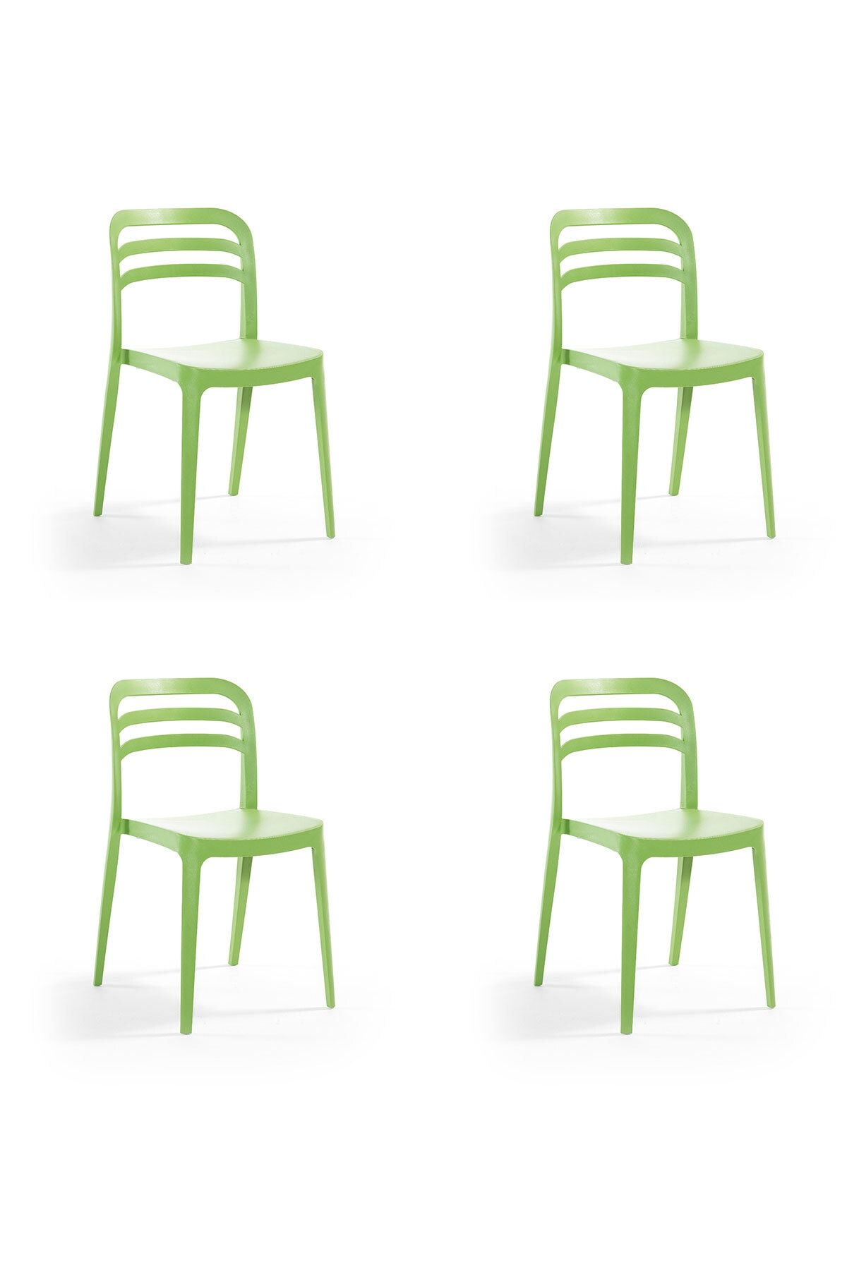 Alezy Aspen Bahçe Balkon Renkli Sandalye Yeşil 4'lü Set