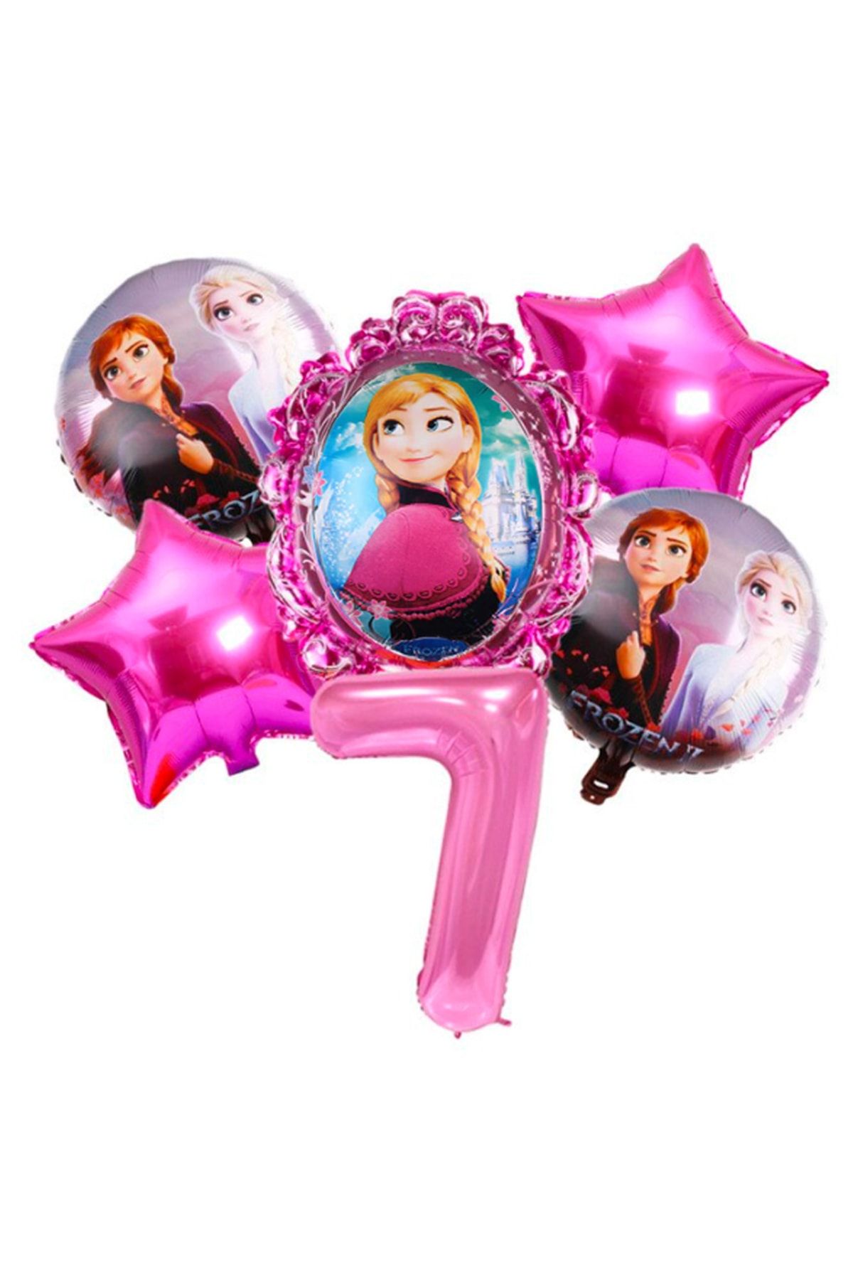 DİSNEY Frozen Elsa Anna Ve Fuşya Rakam Balonlu Süsleme Seti Karlar Kraliçesi Konsepti