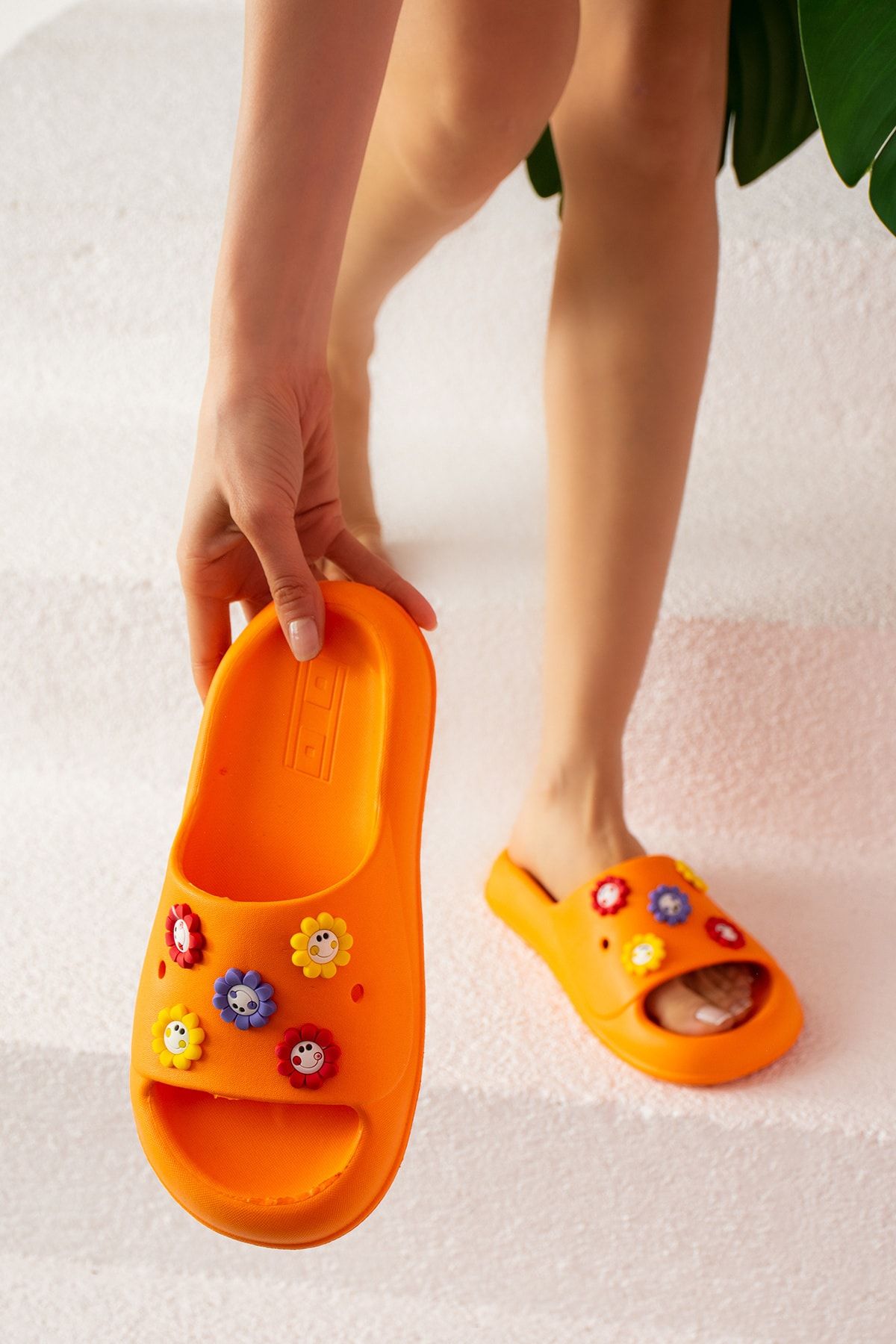 Pembe Potin Kadın Orange Sandalet Terlik