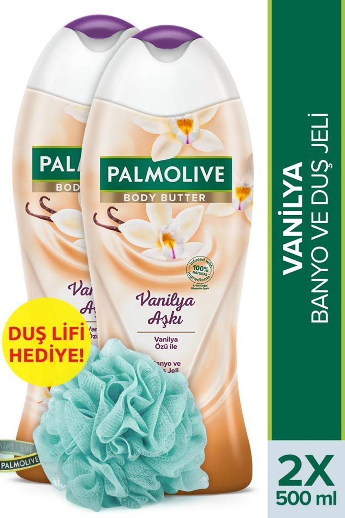Palmolive Body Butter Vanilya Aşkı Banyo ve Duş Jeli 500 ml x 2 Adet + Duş Lifi Hediye