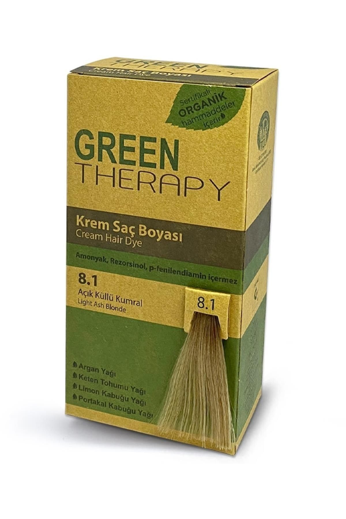 Green Therapy Krem Saç Boyası Argan Yağlı 8.1 Açık Küllü Kumral ,,natural1113