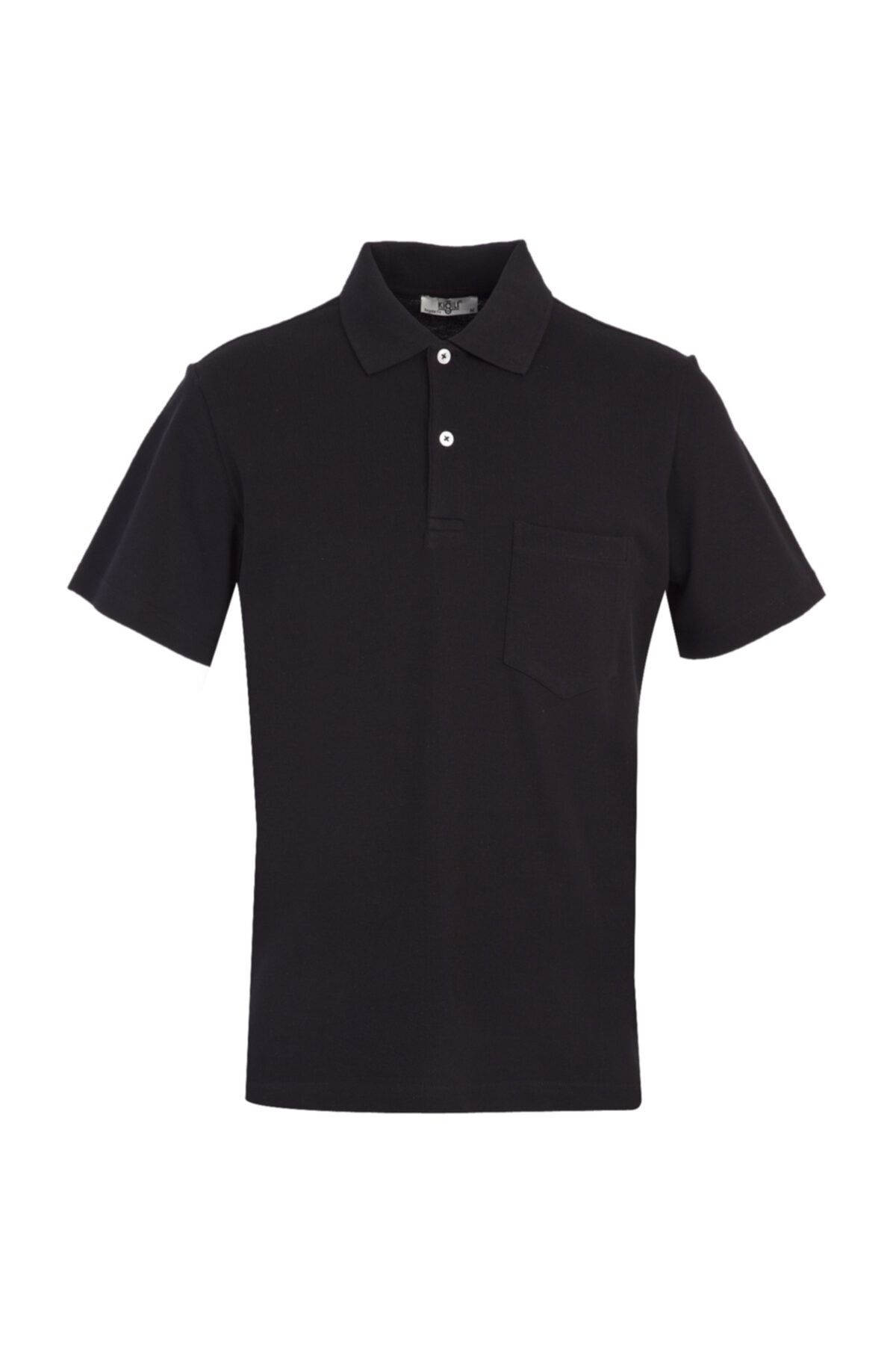 Kiğılı Erkek %100 Pamuk   Koyu Siyah Polo Yaka Regular Fit Tişört