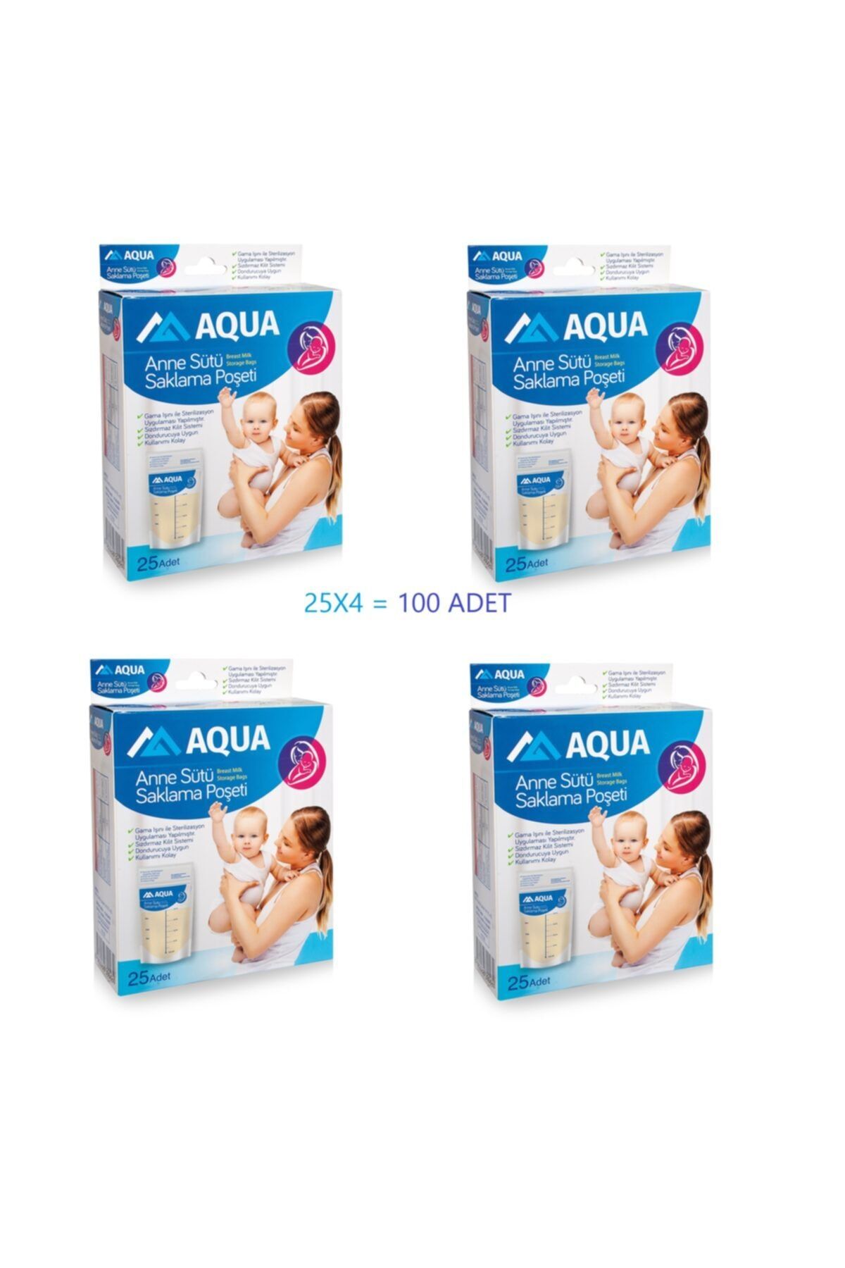 Aqua Süt Saklama Poşeti 25x4 100 Adet