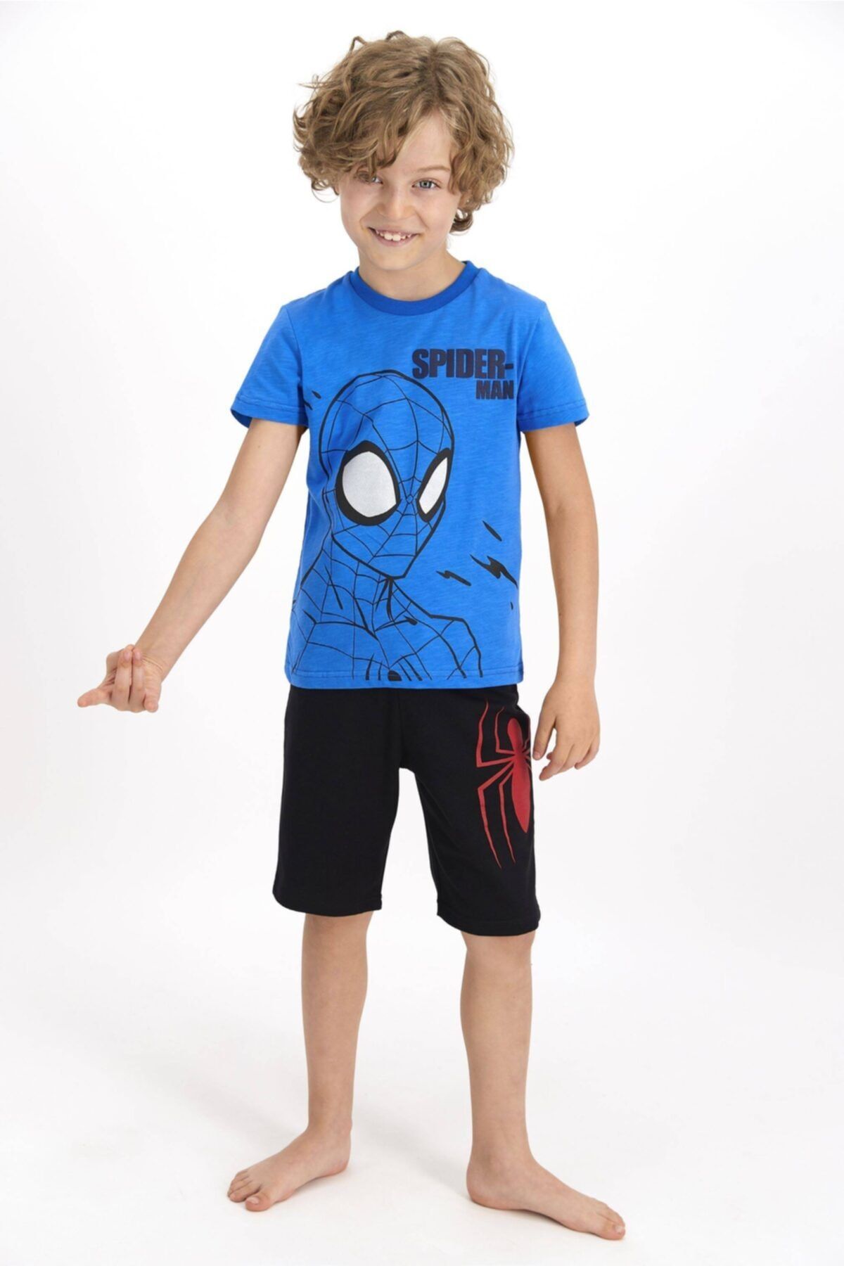 Spiderman Lisanslı, Erkek Çocuk Mavi Spiderman Bermuda Takım D4541