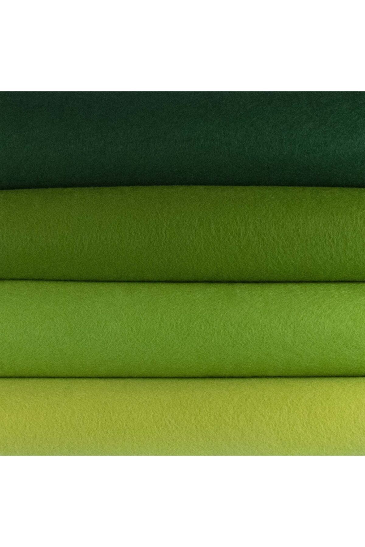 toptankece Ince Yumuşak Keçe Yeşilli Tonlar - 4 Renk - 50x50 Cm - Hobi Keçe